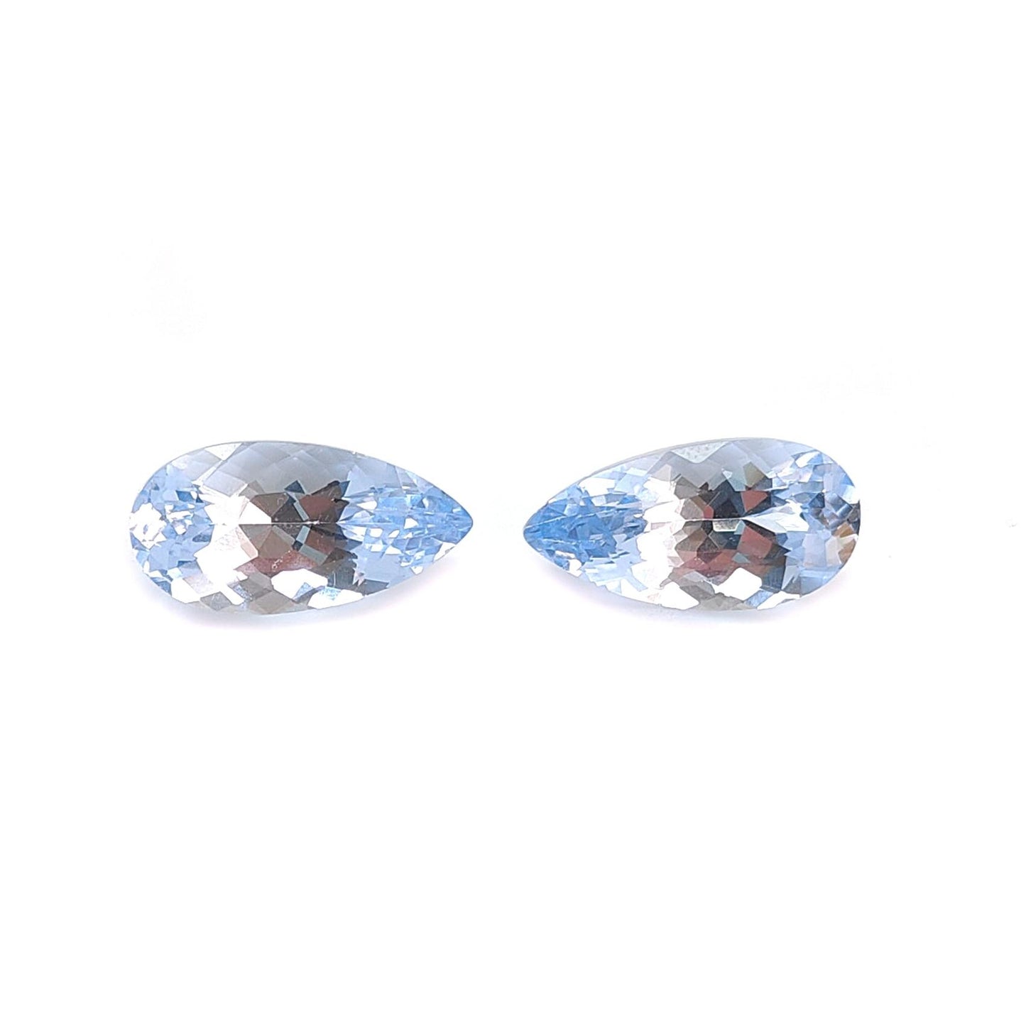 Synthetic Multi Color Gemstones Faceted Cut: Manmade Aquamarine, Morganite & Sapphire Pear Shape 18*9mm Pair for Jewelry