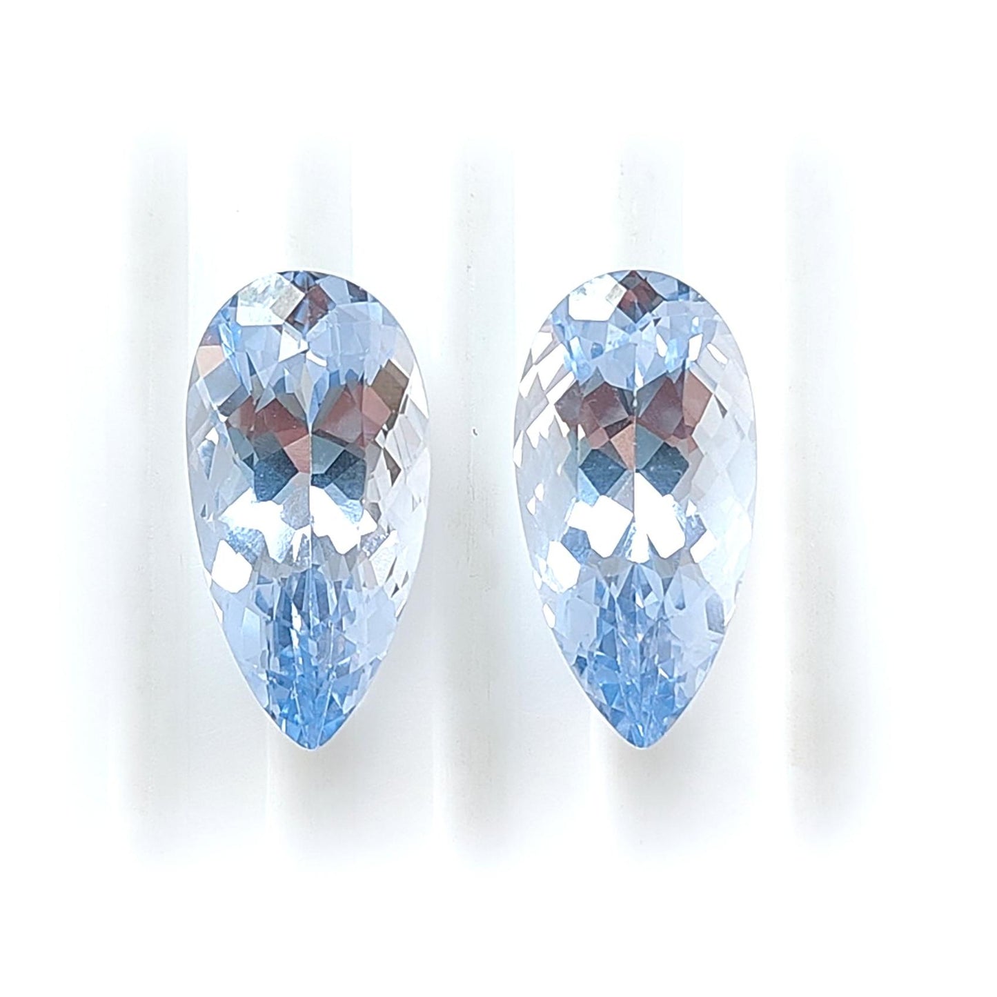 Synthetic Multi Color Gemstones Faceted Cut: Manmade Aquamarine, Morganite & Sapphire Pear Shape 18*9mm Pair for Jewelry