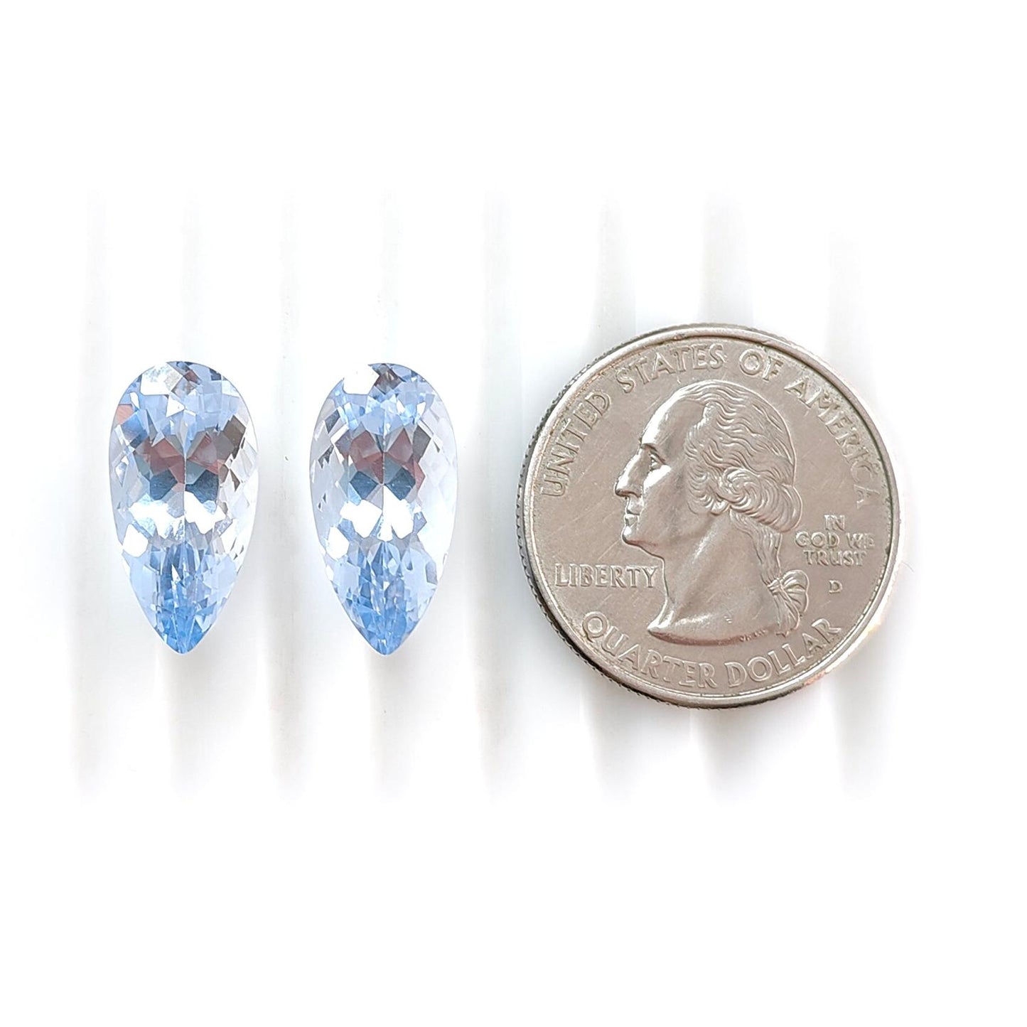 Synthetic Multi Color Gemstones Faceted Cut: Manmade Aquamarine, Morganite & Sapphire Pear Shape 18*9mm Pair for Jewelry
