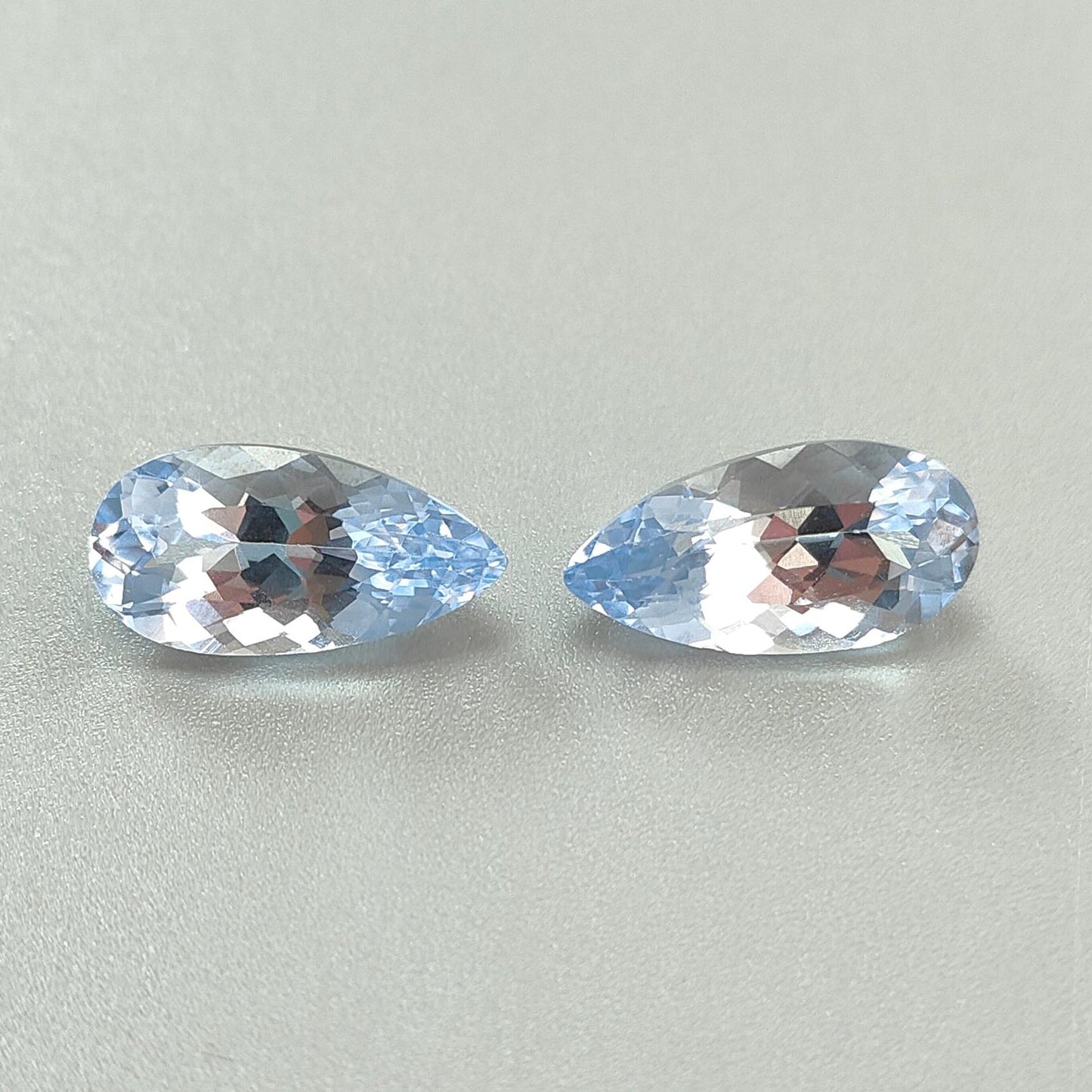 Synthetic Multi Color Gemstones Faceted Cut: Manmade Aquamarine, Morganite & Sapphire Pear Shape 18*9mm Pair for Jewelry