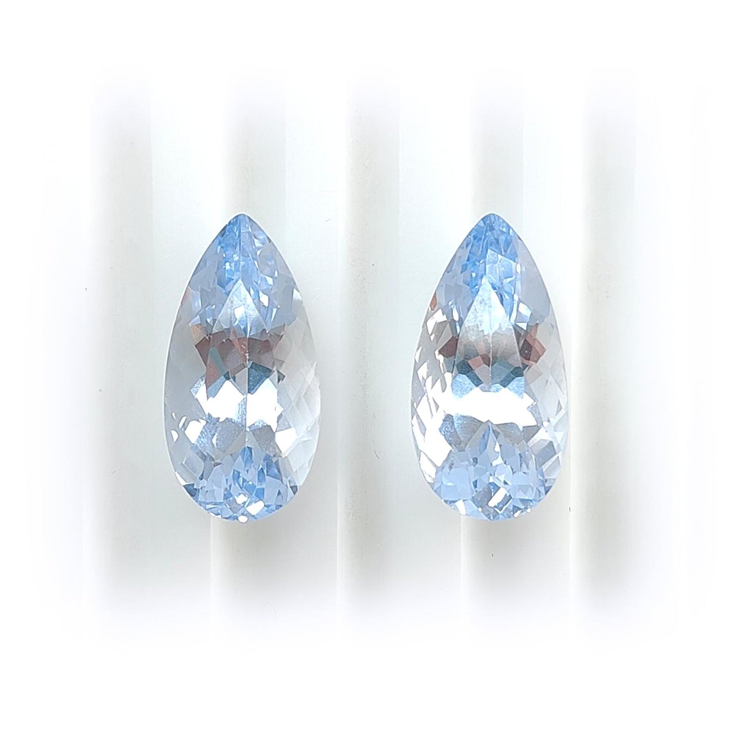 Synthetic Multi Color Gemstones Faceted Cut: Manmade Aquamarine, Morganite & Sapphire Pear Shape 18*9mm Pair for Jewelry