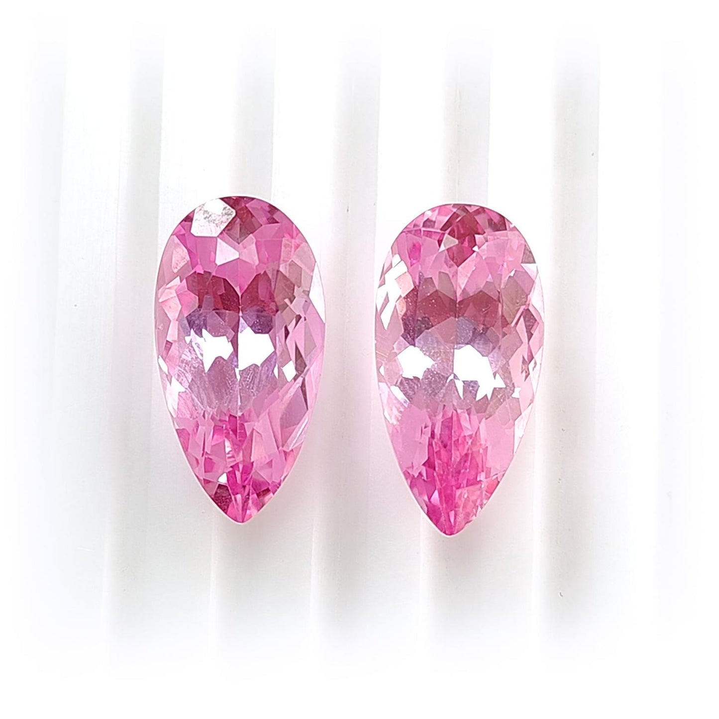 Synthetic Multi Color Gemstones Faceted Cut: Manmade Aquamarine, Morganite & Sapphire Pear Shape 18*9mm Pair for Jewelry