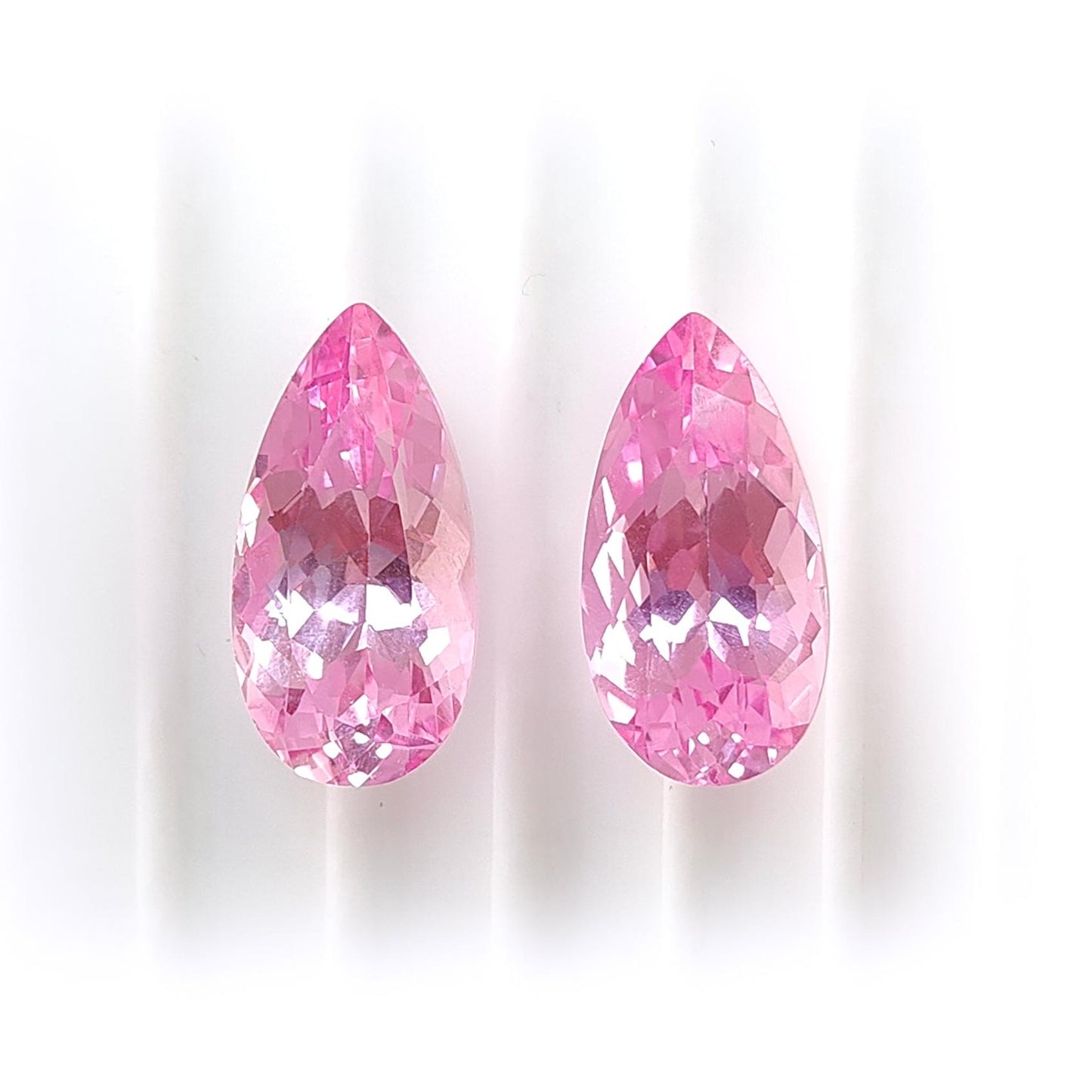 Synthetic Multi Color Gemstones Faceted Cut: Manmade Aquamarine, Morganite & Sapphire Pear Shape 18*9mm Pair for Jewelry