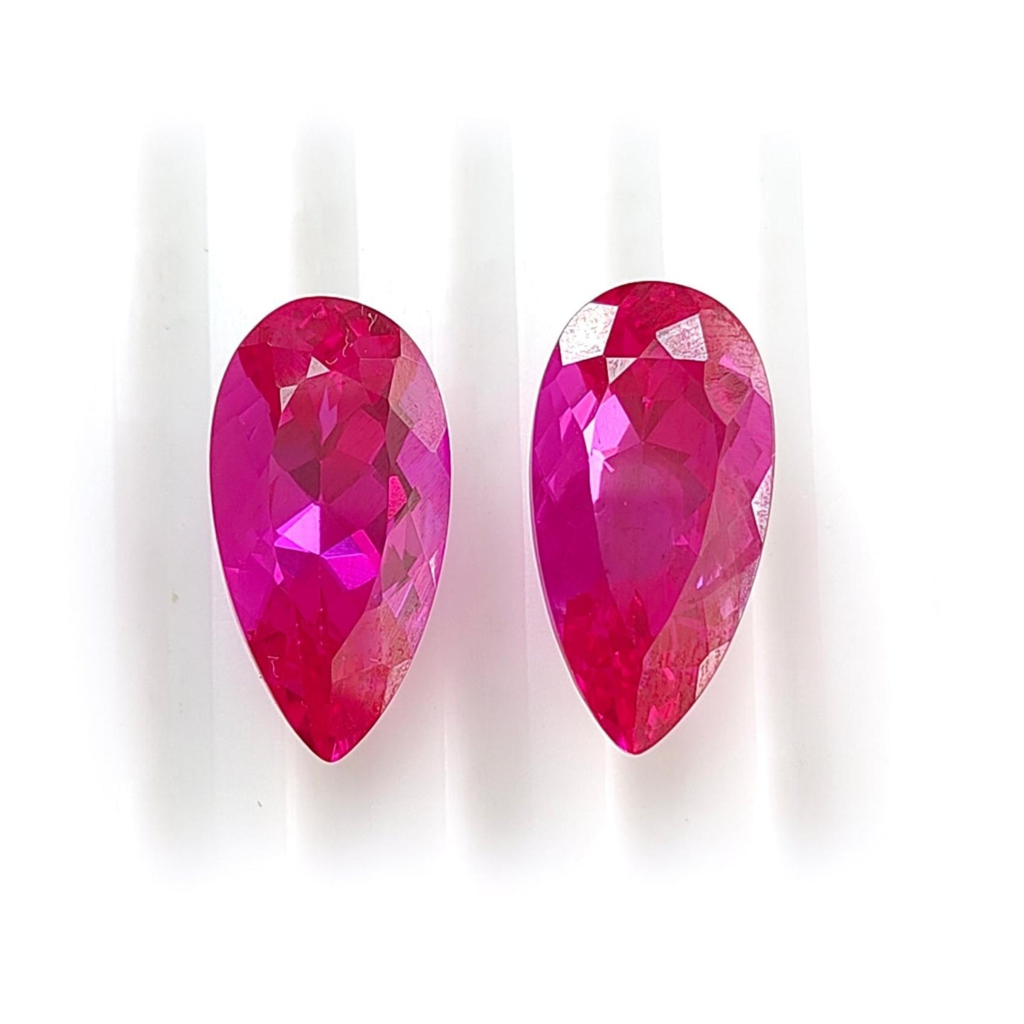 Synthetic Multi Color Gemstones Faceted Cut: Manmade Aquamarine, Morganite & Sapphire Pear Shape 18*9mm Pair for Jewelry