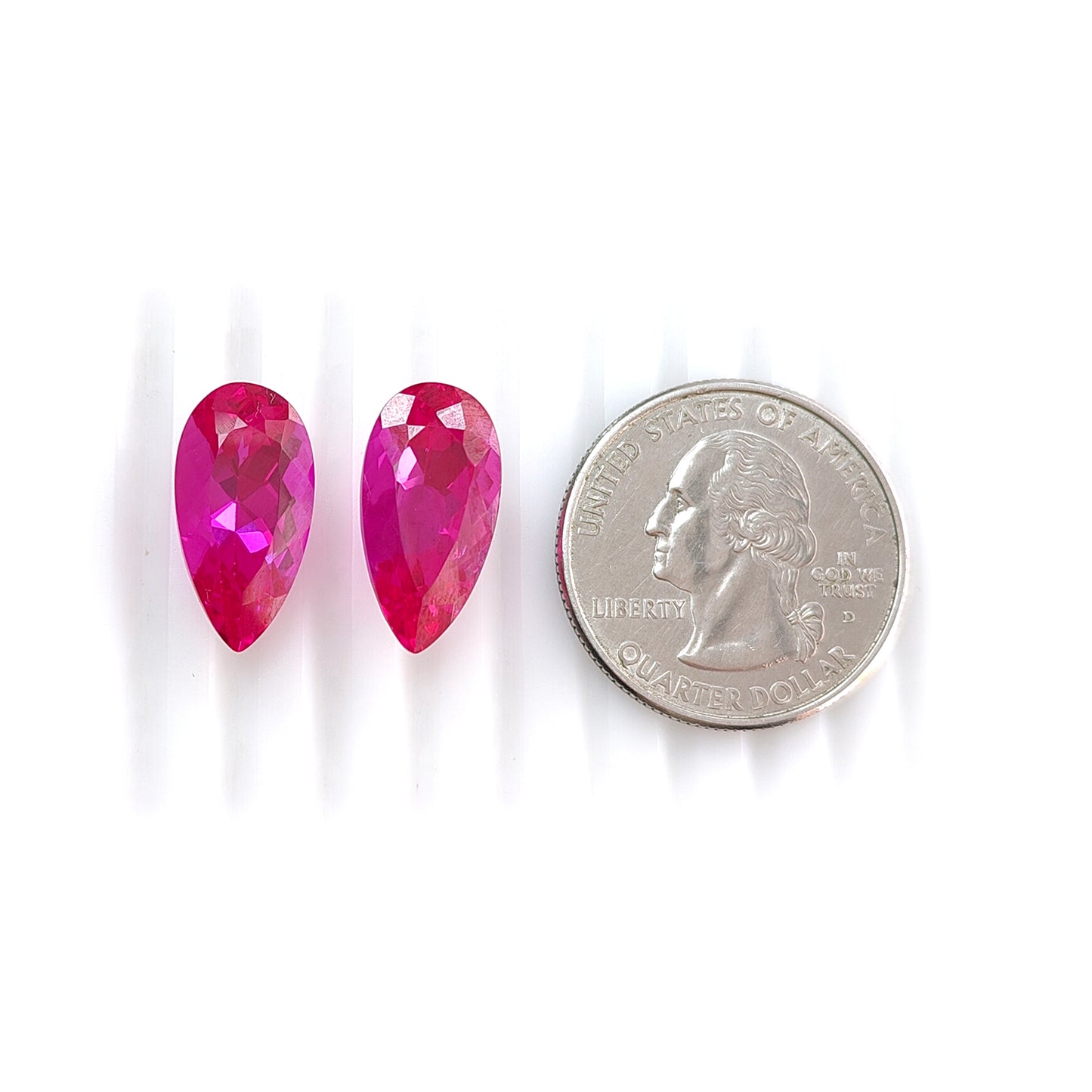 20.80cts Synthetic Manmade Pink Sapphire Gemstone Faceted Cut Pear Shape Pair