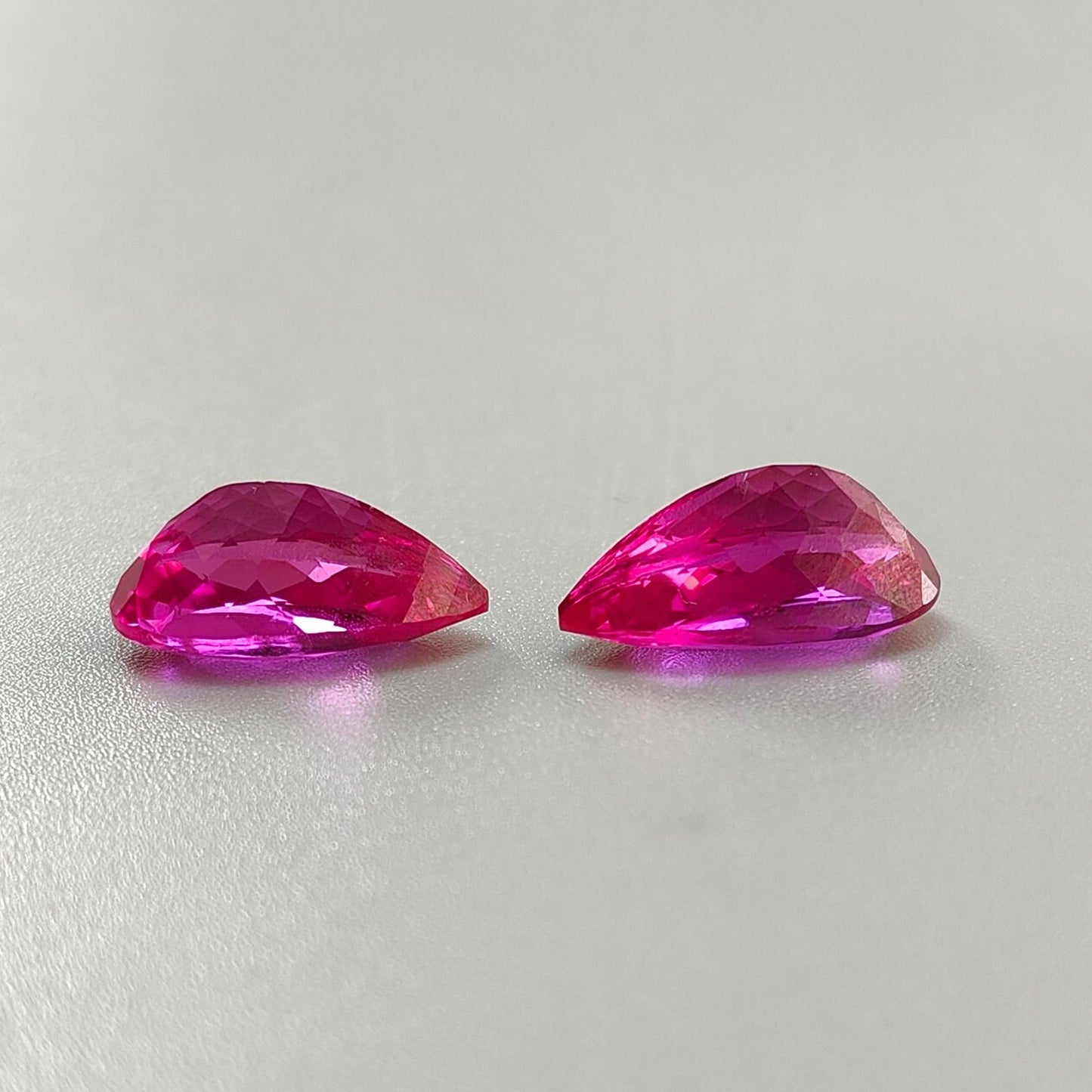 Synthetic Multi Color Gemstones Faceted Cut: Manmade Aquamarine, Morganite & Sapphire Pear Shape 18*9mm Pair for Jewelry
