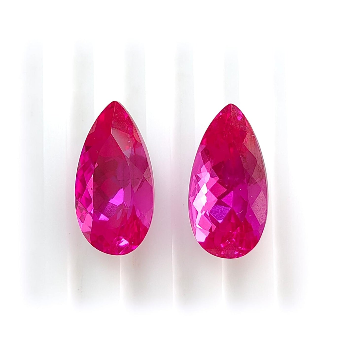 Synthetic Multi Color Gemstones Faceted Cut: Manmade Aquamarine, Morganite & Sapphire Pear Shape 18*9mm Pair for Jewelry