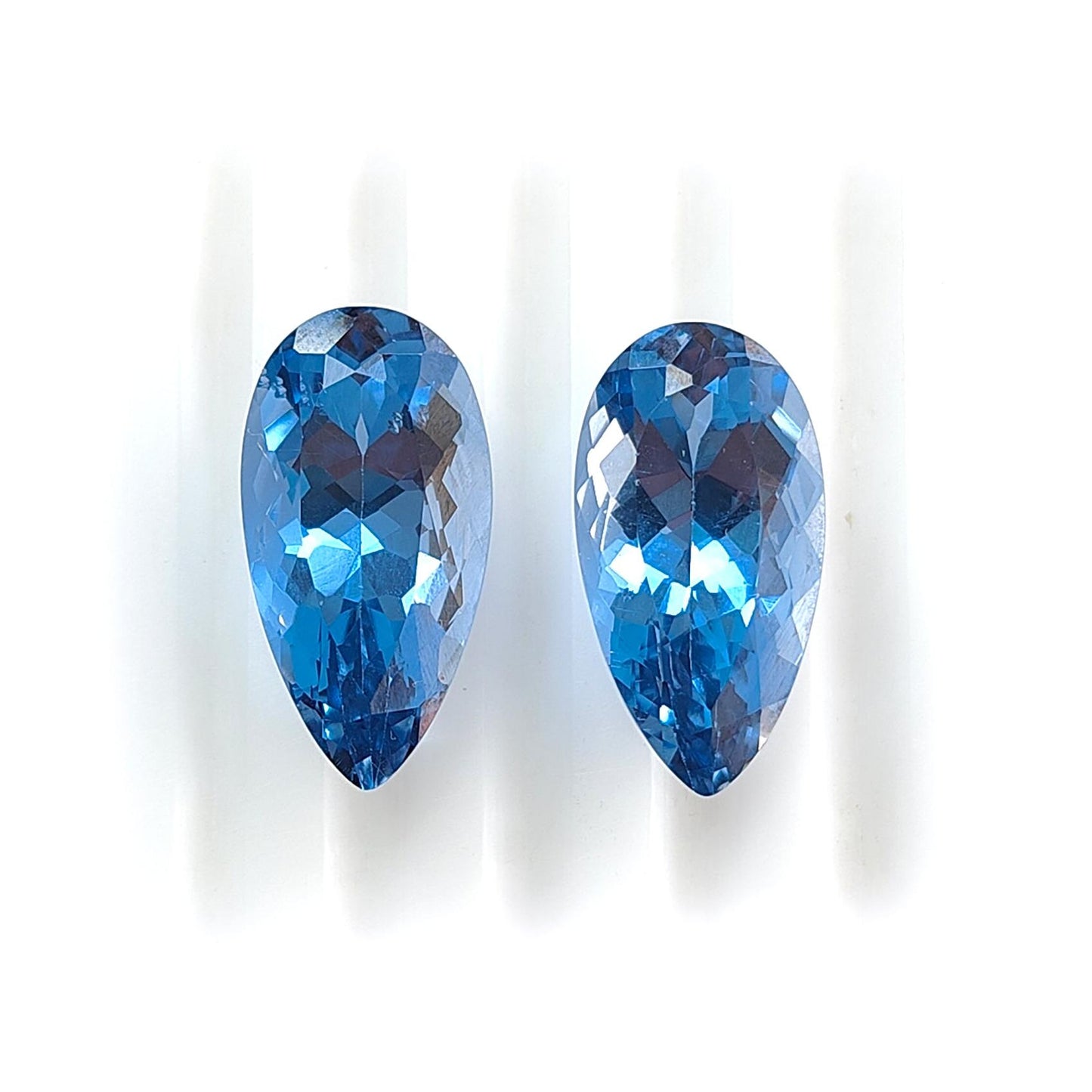 Synthetic Multi Color Gemstones Faceted Cut: Manmade Sapphire & Morganite Pear Shape 18*9mm Pair for Jewelry