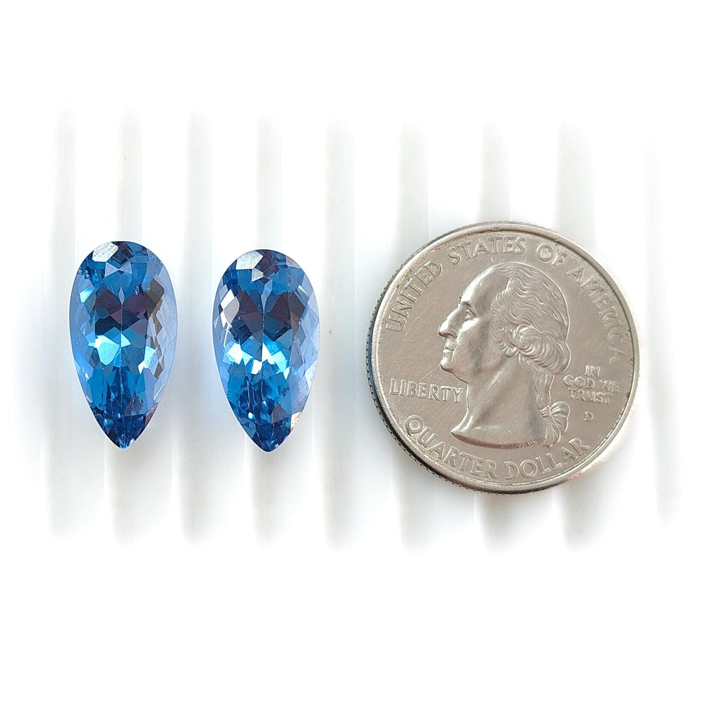 Synthetic Multi Color Gemstones Faceted Cut: Manmade Sapphire & Morganite Pear Shape 18*9mm Pair for Jewelry