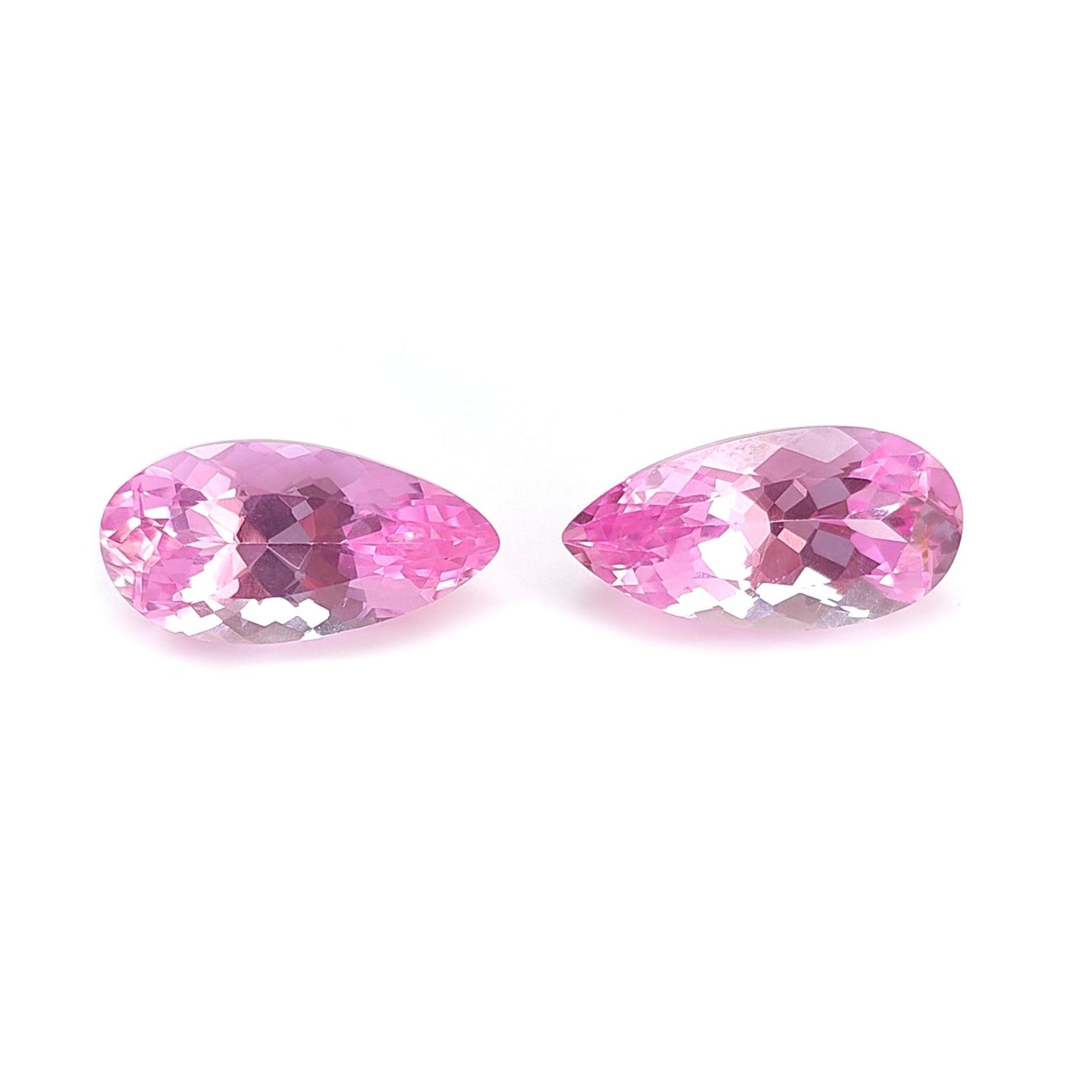 Synthetic Multi Color Gemstones Faceted Cut: Manmade Sapphire & Morganite Pear Shape 18*9mm Pair for Jewelry