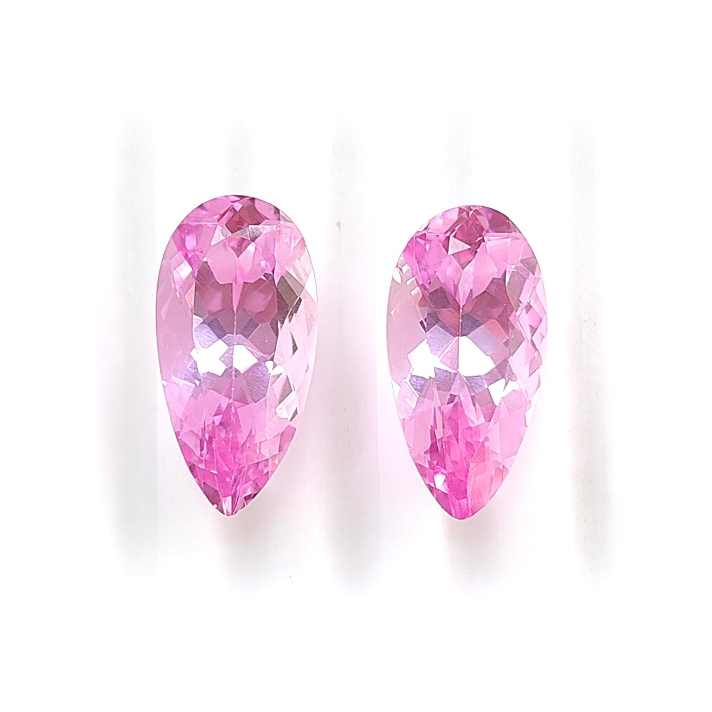 Synthetic Multi Color Gemstones Faceted Cut: Manmade Sapphire & Morganite Pear Shape 18*9mm Pair for Jewelry