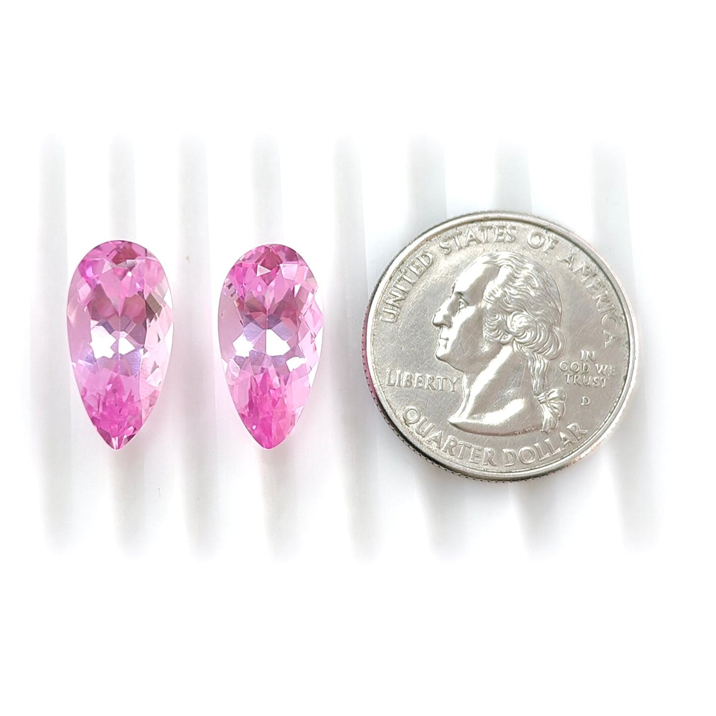 Synthetic Multi Color Gemstones Faceted Cut: Manmade Sapphire & Morganite Pear Shape 18*9mm Pair for Jewelry