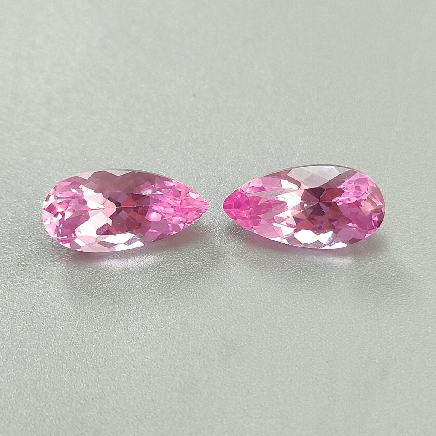 Synthetic Multi Color Gemstones Faceted Cut: Manmade Sapphire & Morganite Pear Shape 18*9mm Pair for Jewelry