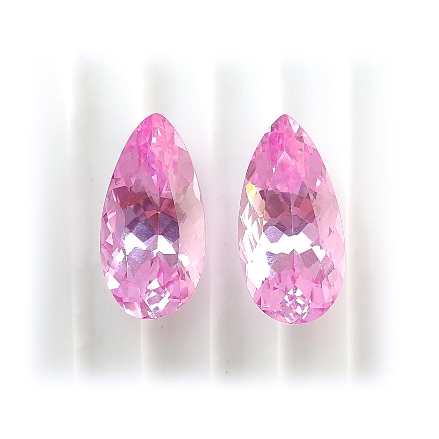 Synthetic Multi Color Gemstones Faceted Cut: Manmade Sapphire & Morganite Pear Shape 18*9mm Pair for Jewelry