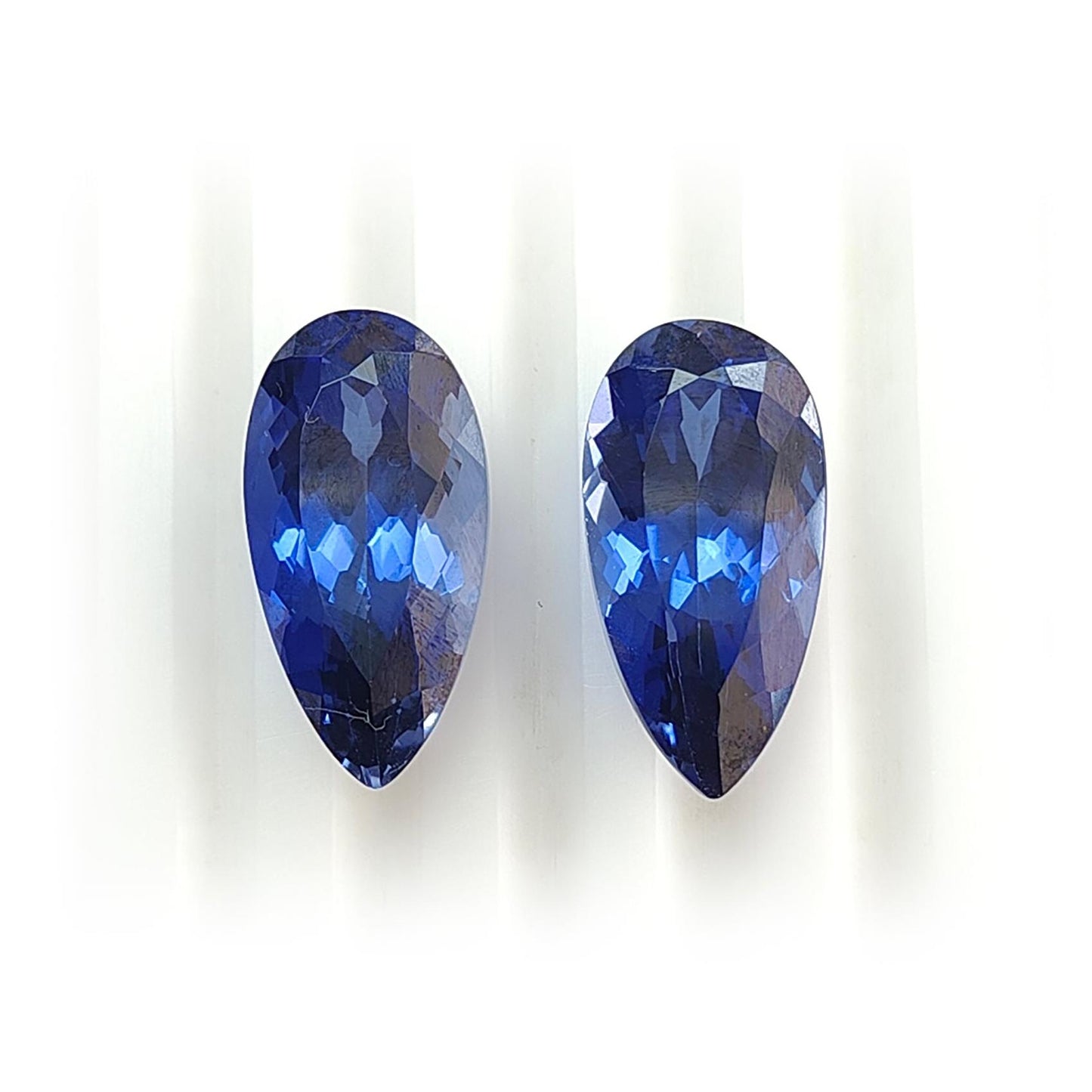 Synthetic Multi Color Gemstones Faceted Cut: Manmade Sapphire & Morganite Pear Shape 18*9mm Pair for Jewelry