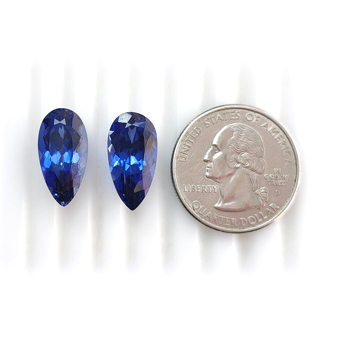 Synthetic Multi Color Gemstones Faceted Cut: Manmade Sapphire & Morganite Pear Shape 18*9mm Pair for Jewelry
