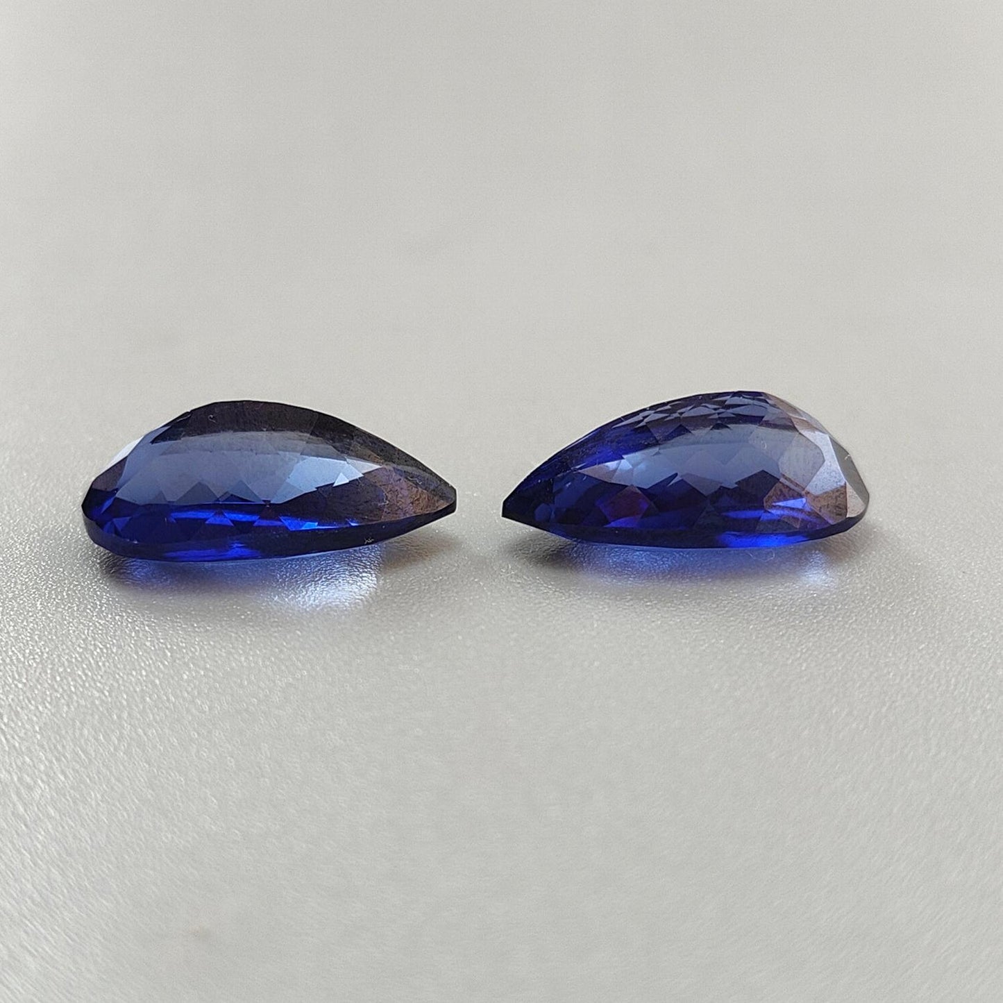 Synthetic Multi Color Gemstones Faceted Cut: Manmade Sapphire & Morganite Pear Shape 18*9mm Pair for Jewelry