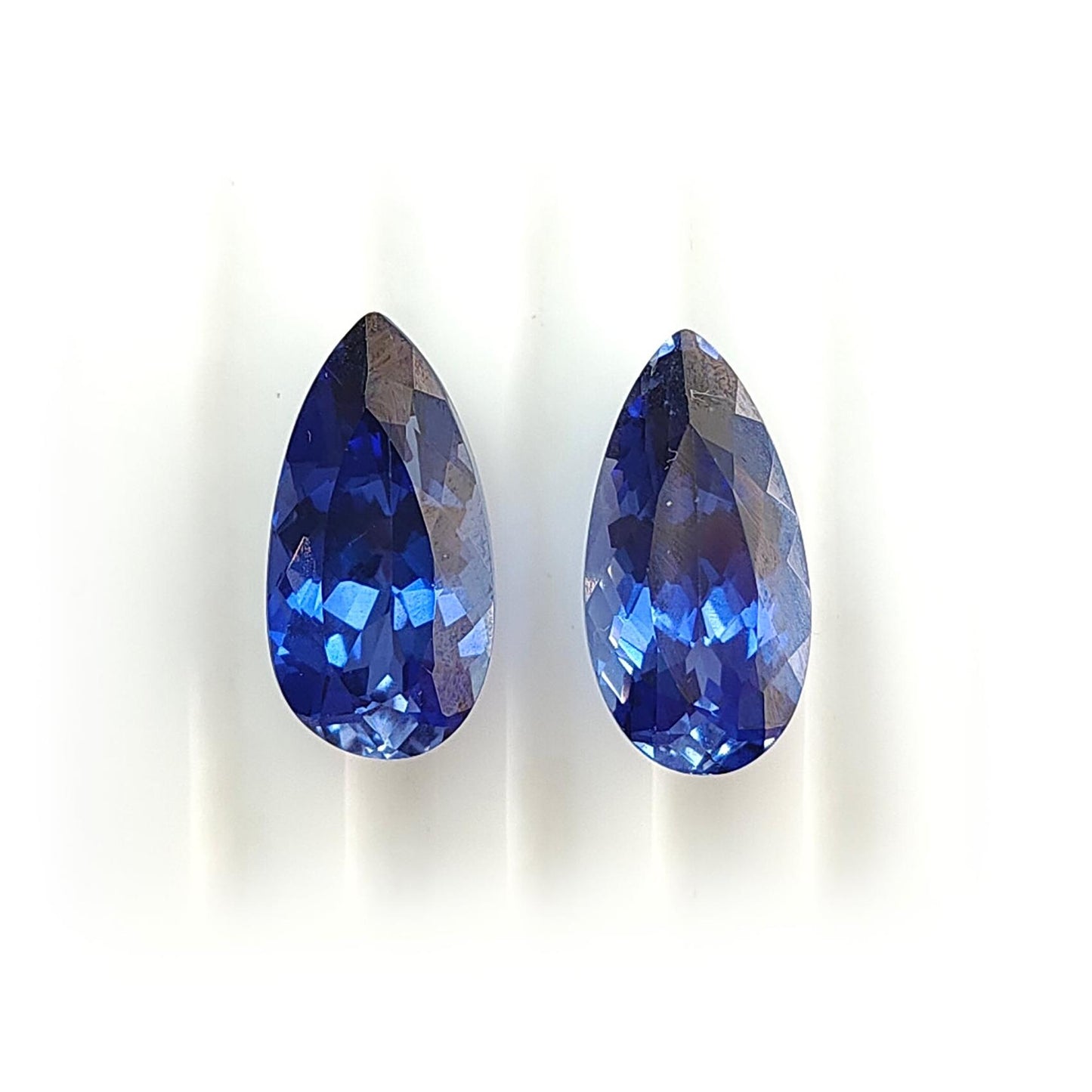 Synthetic Multi Color Gemstones Faceted Cut: Manmade Sapphire & Morganite Pear Shape 18*9mm Pair for Jewelry