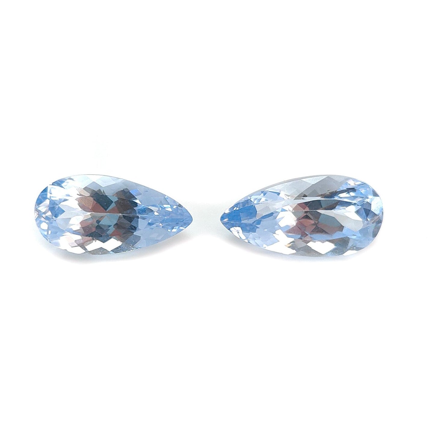 Synthetic Multi Color Gemstones Faceted Cut: Manmade Aquamarine Sapphire & Morganite Pear Shape 20*10mm Pair for Jewelry