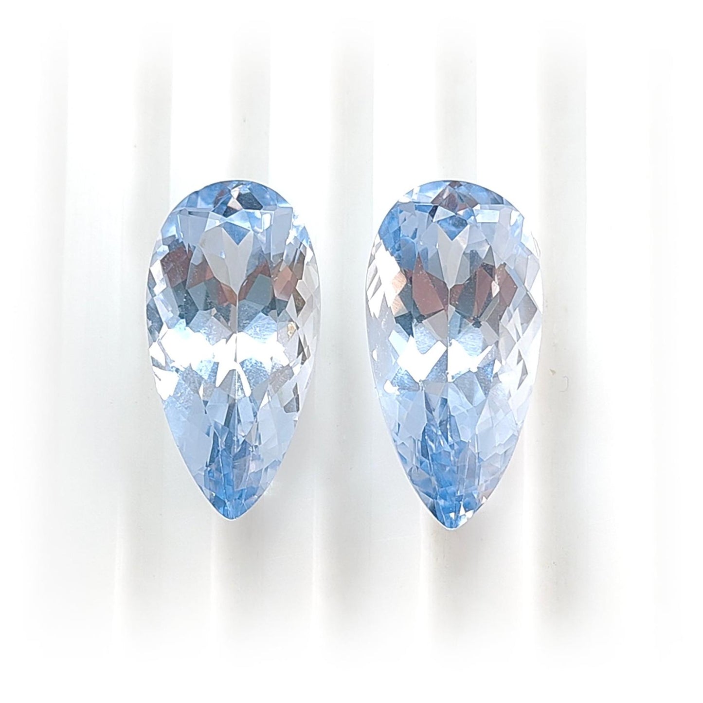 Synthetic Multi Color Gemstones Faceted Cut: Manmade Aquamarine Sapphire & Morganite Pear Shape 20*10mm Pair for Jewelry