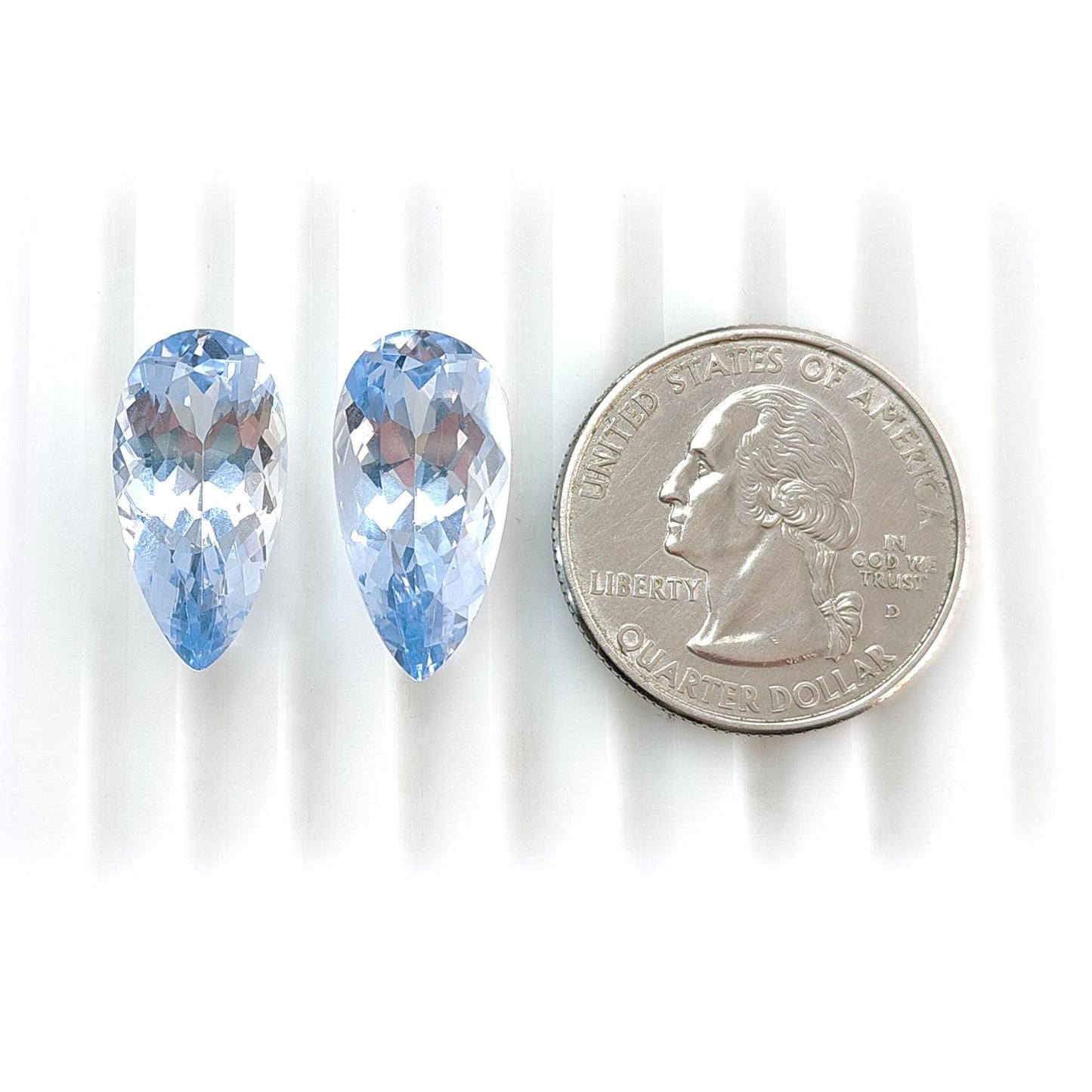 Synthetic Multi Color Gemstones Faceted Cut: Manmade Aquamarine Sapphire & Morganite Pear Shape 20*10mm Pair for Jewelry