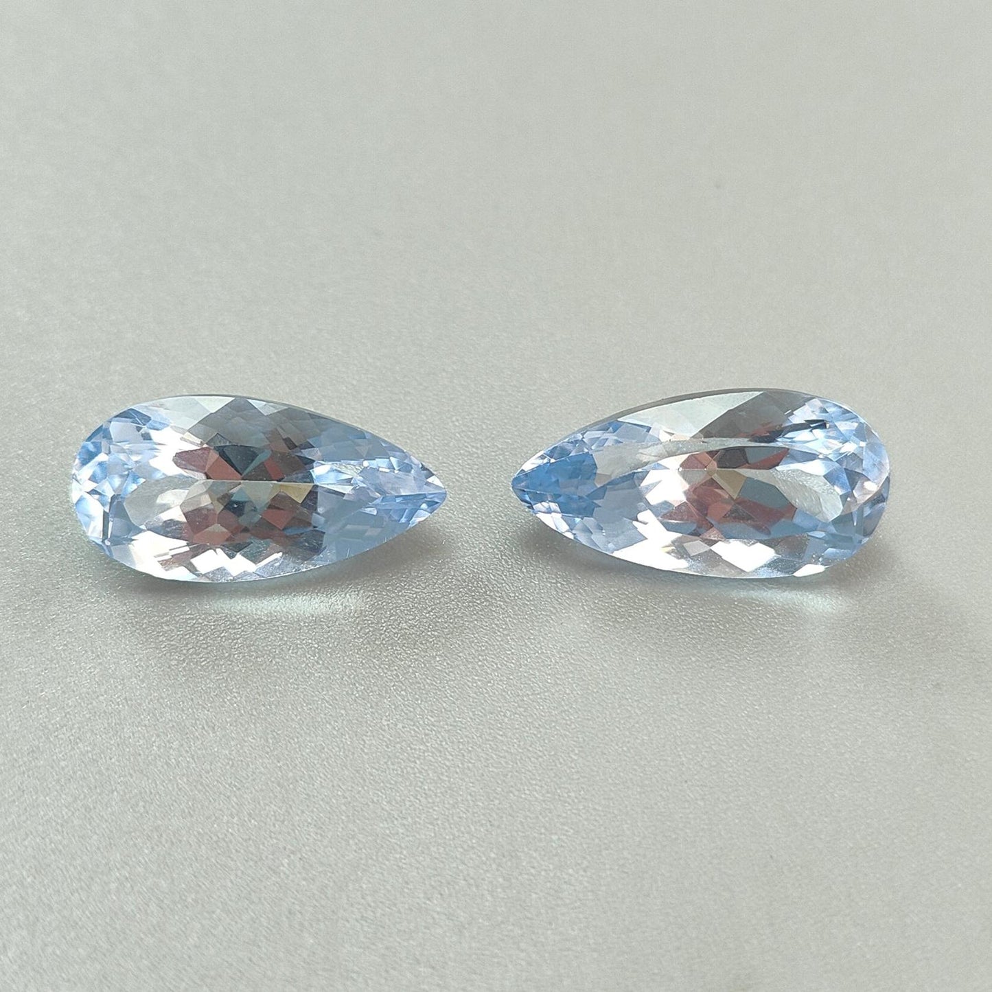 Synthetic Multi Color Gemstones Faceted Cut: Manmade Aquamarine Sapphire & Morganite Pear Shape 20*10mm Pair for Jewelry