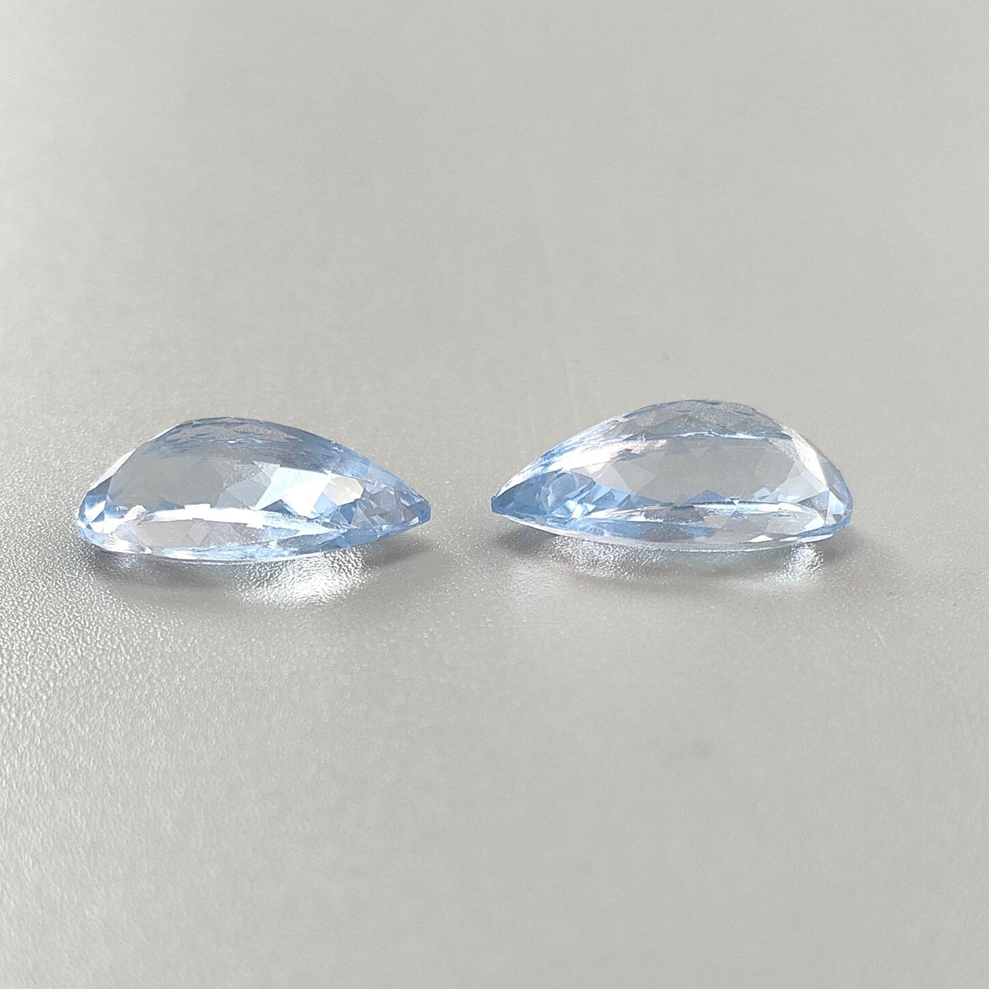 Synthetic Multi Color Gemstones Faceted Cut: Manmade Aquamarine Sapphire & Morganite Pear Shape 20*10mm Pair for Jewelry
