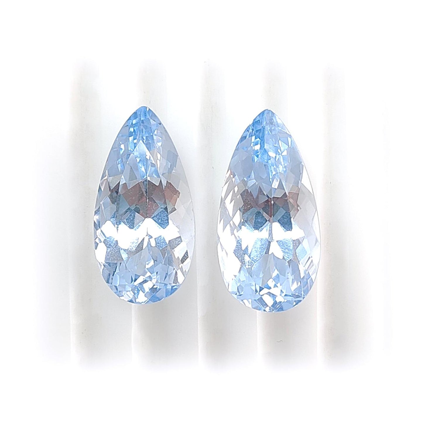 Synthetic Multi Color Gemstones Faceted Cut: Manmade Aquamarine Sapphire & Morganite Pear Shape 20*10mm Pair for Jewelry