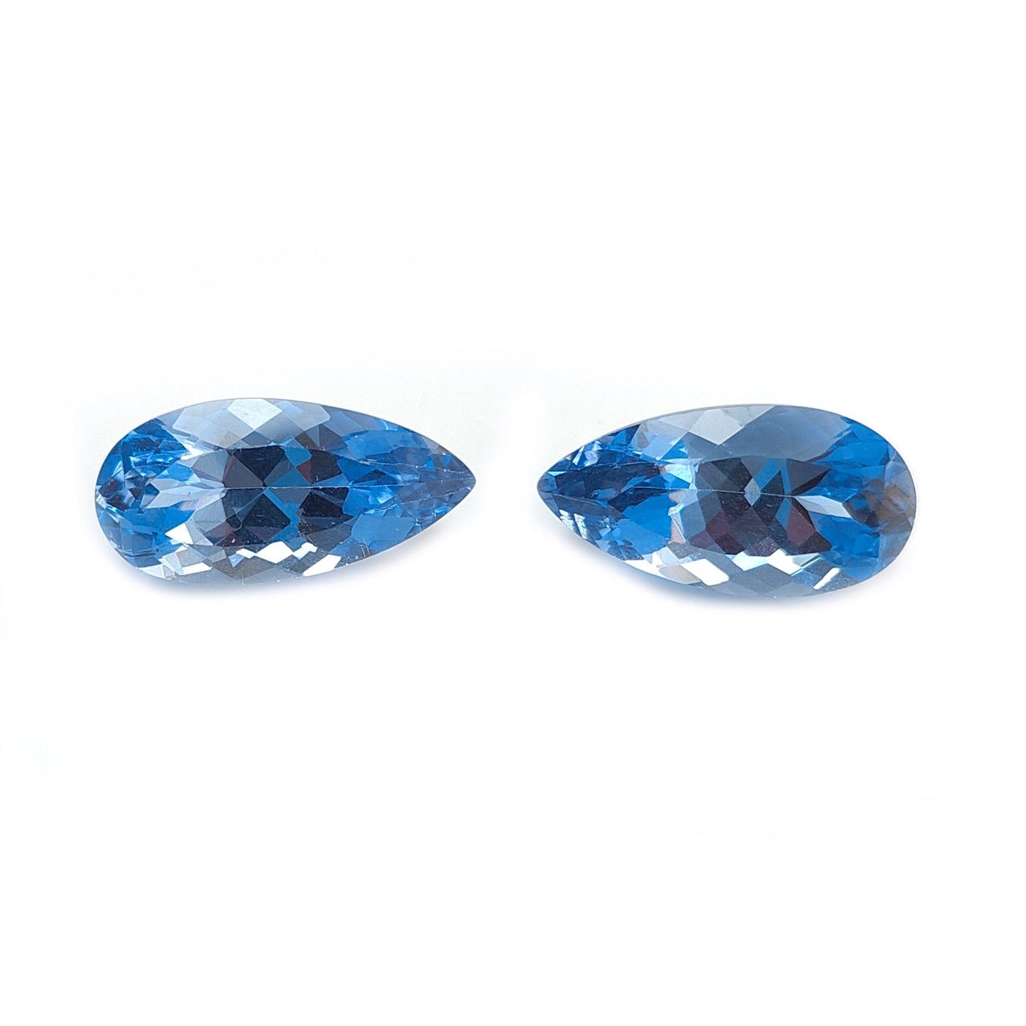 Synthetic Multi Color Gemstones Faceted Cut: Manmade Aquamarine Sapphire & Morganite Pear Shape 20*10mm Pair for Jewelry