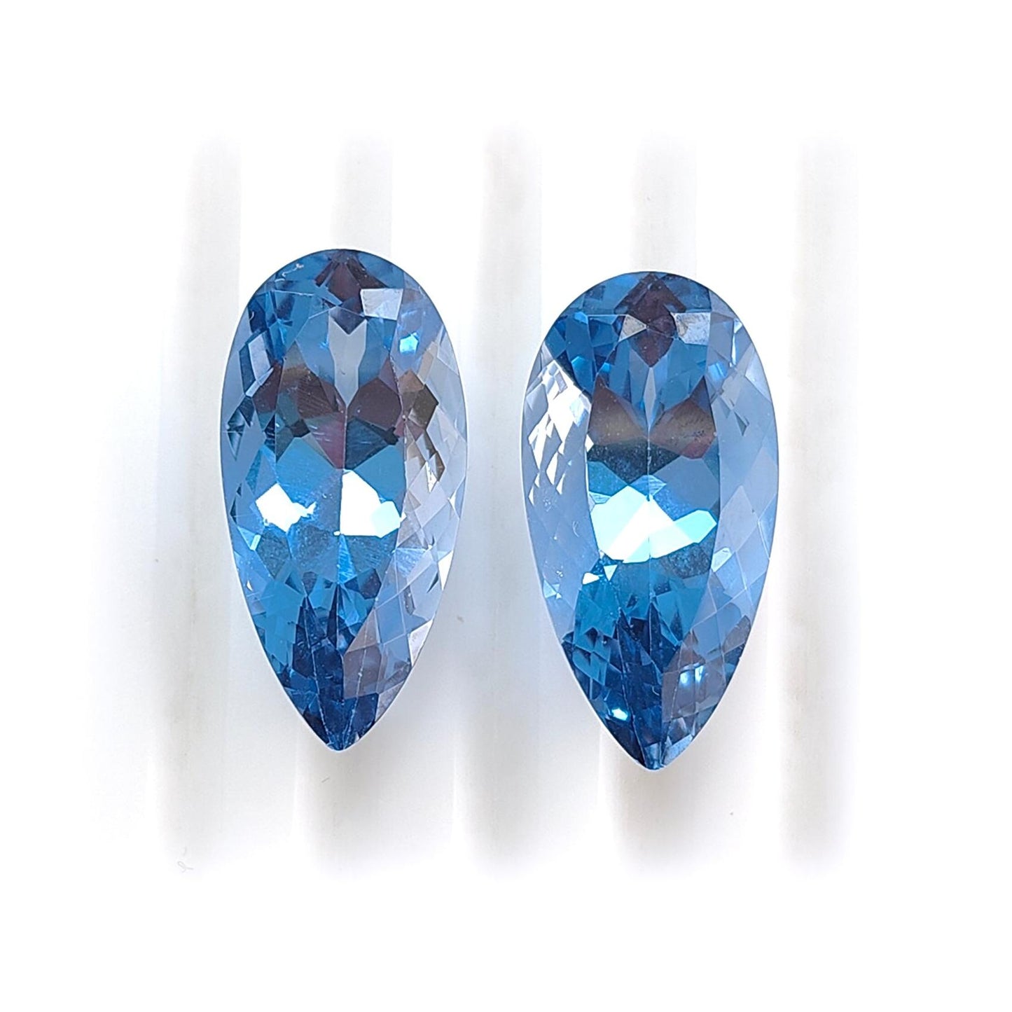 Synthetic Multi Color Gemstones Faceted Cut: Manmade Aquamarine Sapphire & Morganite Pear Shape 20*10mm Pair for Jewelry
