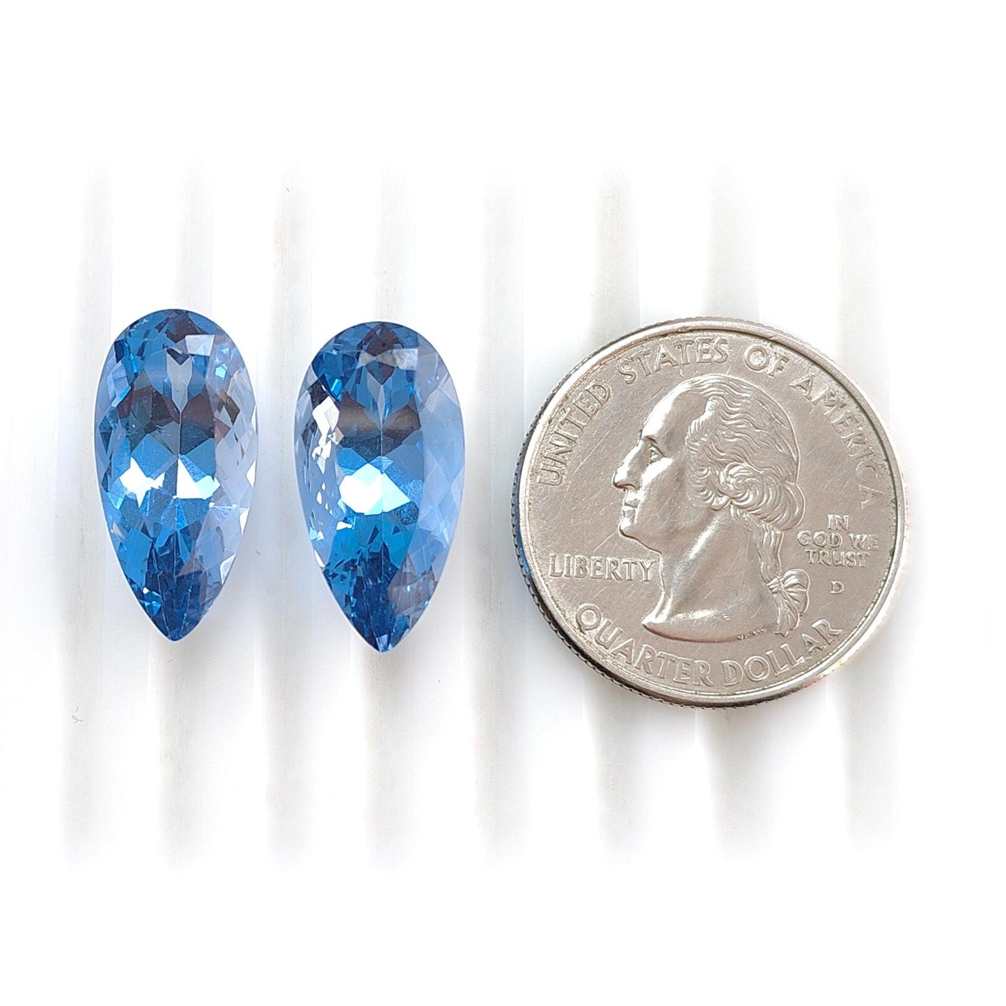 Synthetic Multi Color Gemstones Faceted Cut: Manmade Aquamarine Sapphire & Morganite Pear Shape 20*10mm Pair for Jewelry