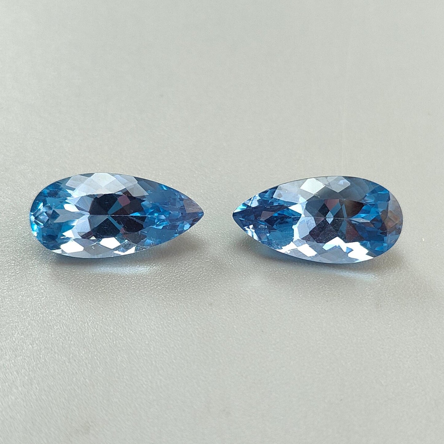 Synthetic Multi Color Gemstones Faceted Cut: Manmade Aquamarine Sapphire & Morganite Pear Shape 20*10mm Pair for Jewelry