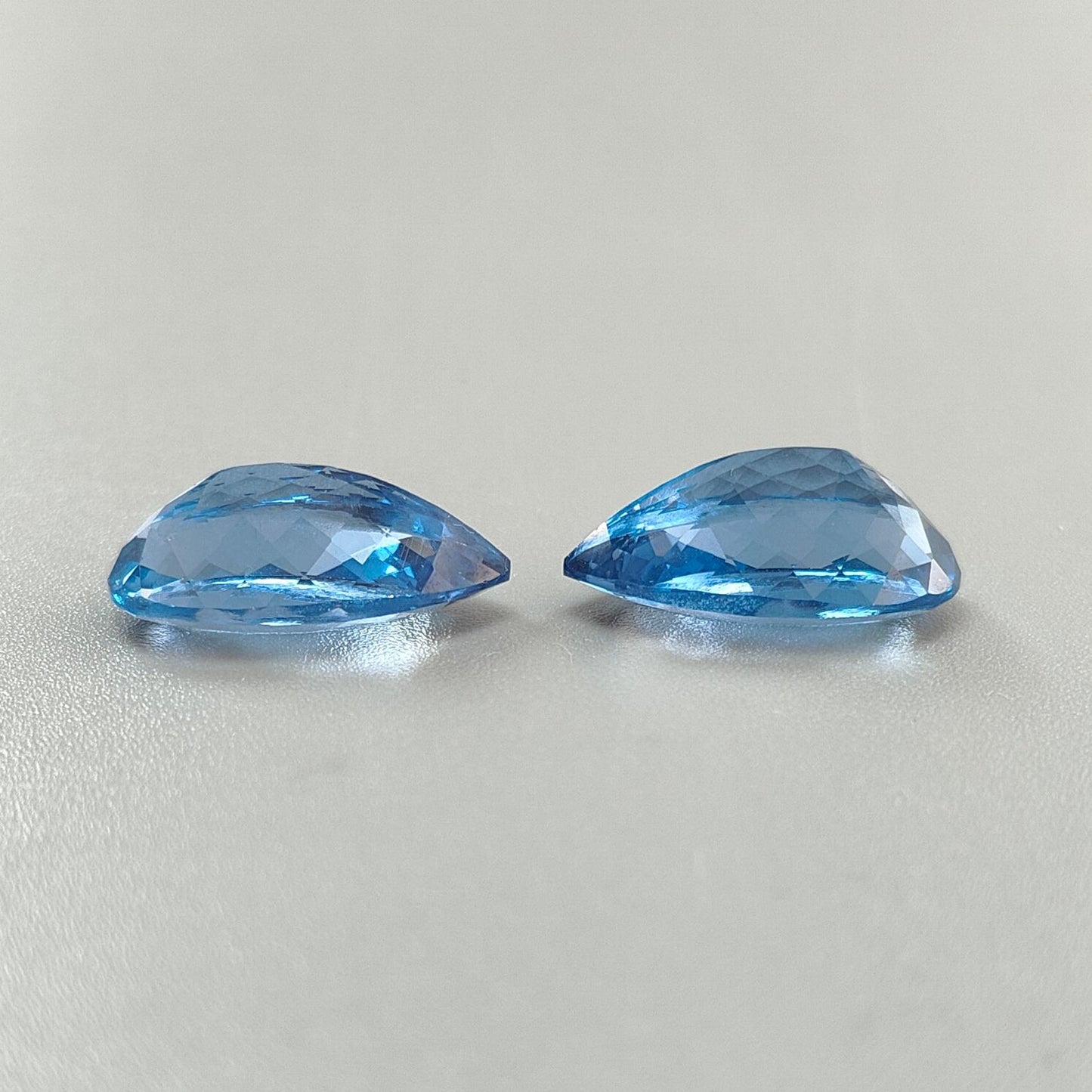 Synthetic Multi Color Gemstones Faceted Cut: Manmade Aquamarine Sapphire & Morganite Pear Shape 20*10mm Pair for Jewelry