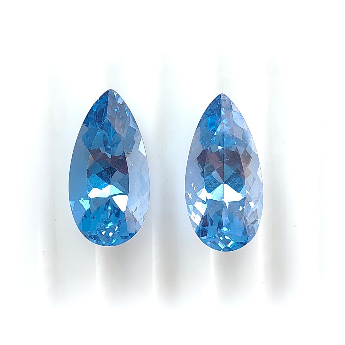 Synthetic Multi Color Gemstones Faceted Cut: Manmade Aquamarine Sapphire & Morganite Pear Shape 20*10mm Pair for Jewelry