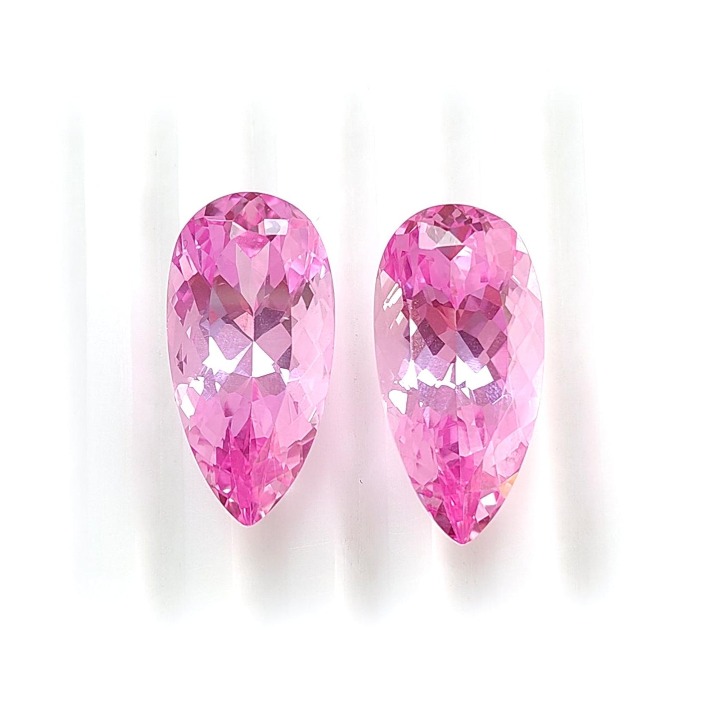 Synthetic Multi Color Gemstones Faceted Cut: Manmade Aquamarine Sapphire & Morganite Pear Shape 20*10mm Pair for Jewelry