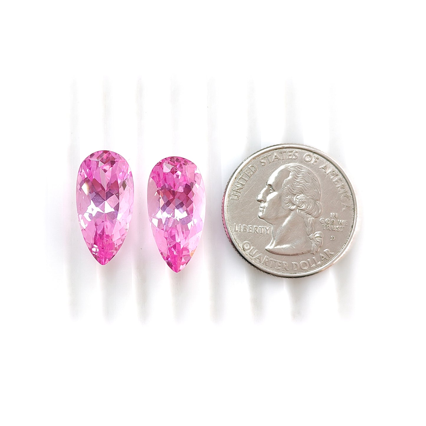 28.40cts Synthetic Manmade Morganite Gemstone Faceted Cut Pear Shape Pair