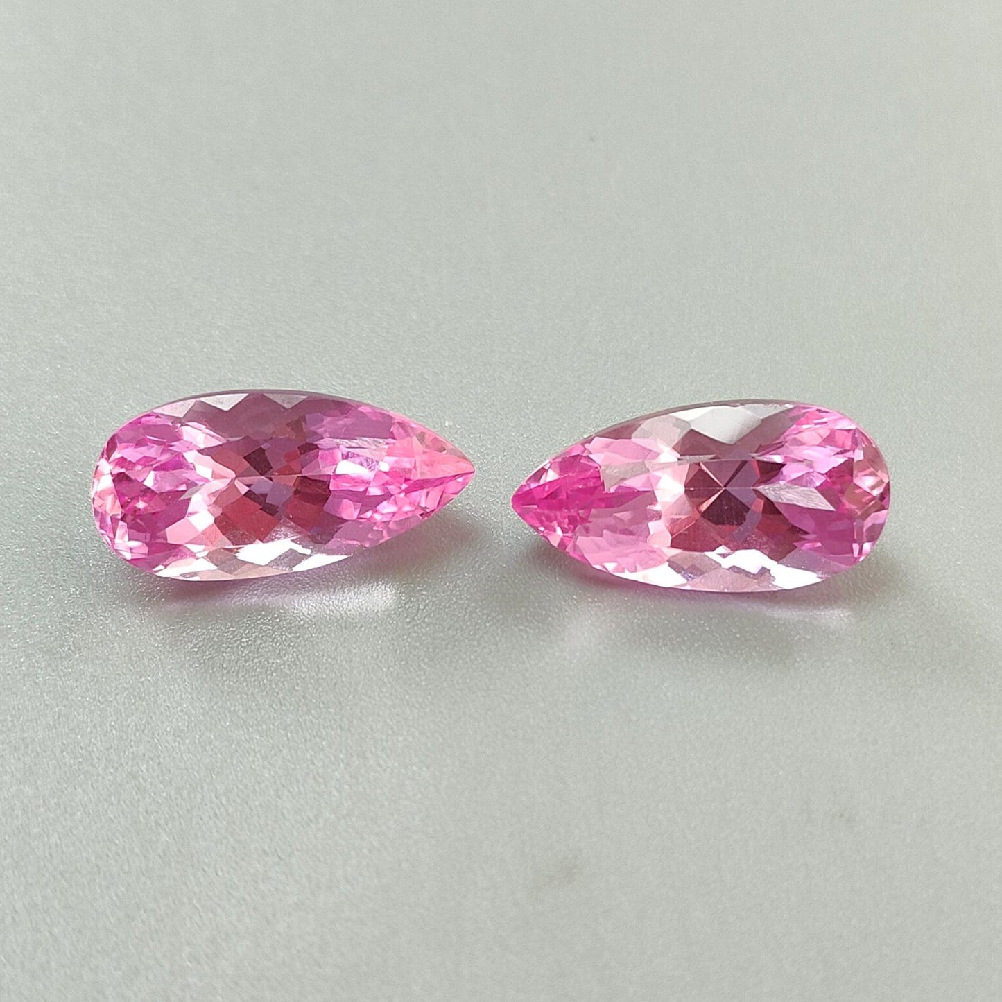 Synthetic Multi Color Gemstones Faceted Cut: Manmade Aquamarine Sapphire & Morganite Pear Shape 20*10mm Pair for Jewelry