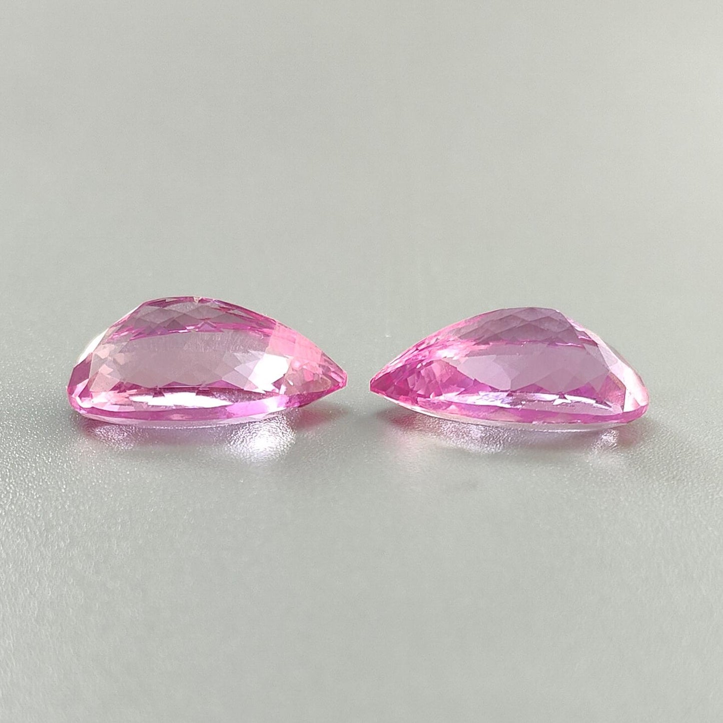 Synthetic Multi Color Gemstones Faceted Cut: Manmade Aquamarine Sapphire & Morganite Pear Shape 20*10mm Pair for Jewelry