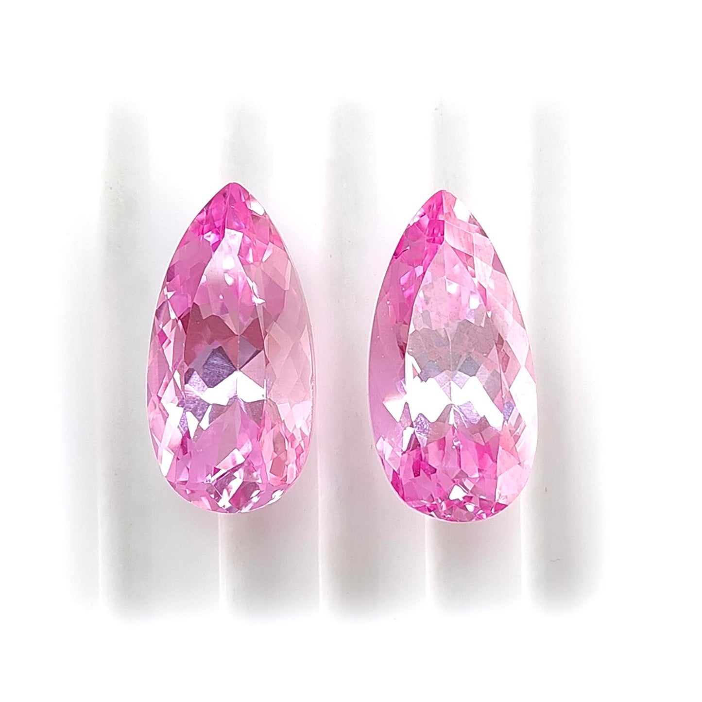 Synthetic Multi Color Gemstones Faceted Cut: Manmade Aquamarine Sapphire & Morganite Pear Shape 20*10mm Pair for Jewelry