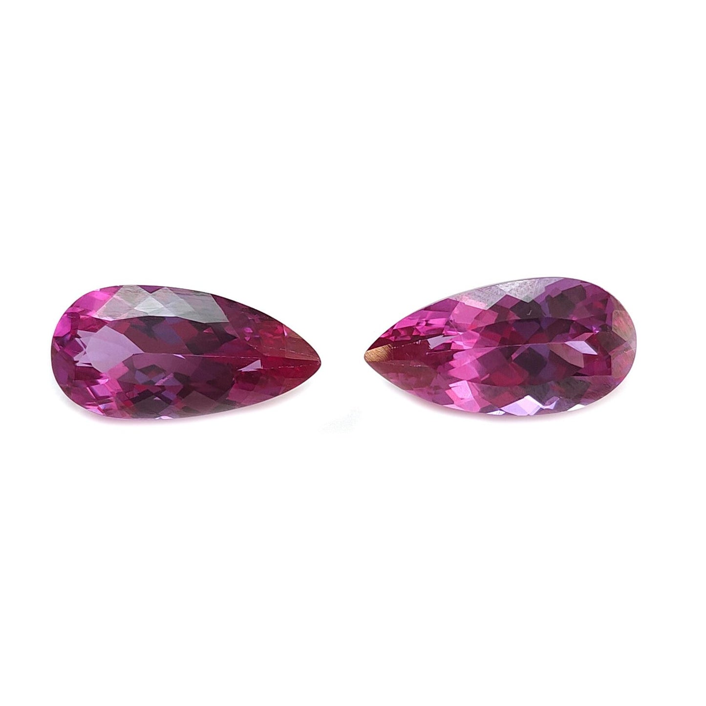 Synthetic Multi Color Gemstones Faceted Cut: Manmade Garnet, Morganite & Sapphire Pear Shape 20*10mm Pair for Jewelry