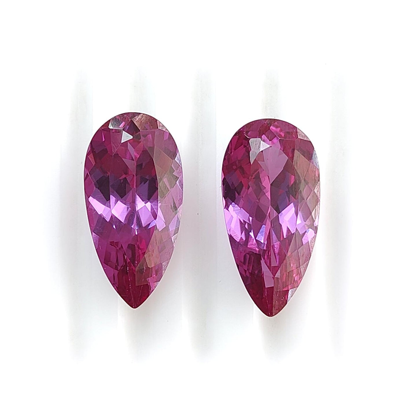 Synthetic Multi Color Gemstones Faceted Cut: Manmade Garnet, Morganite & Sapphire Pear Shape 20*10mm Pair for Jewelry