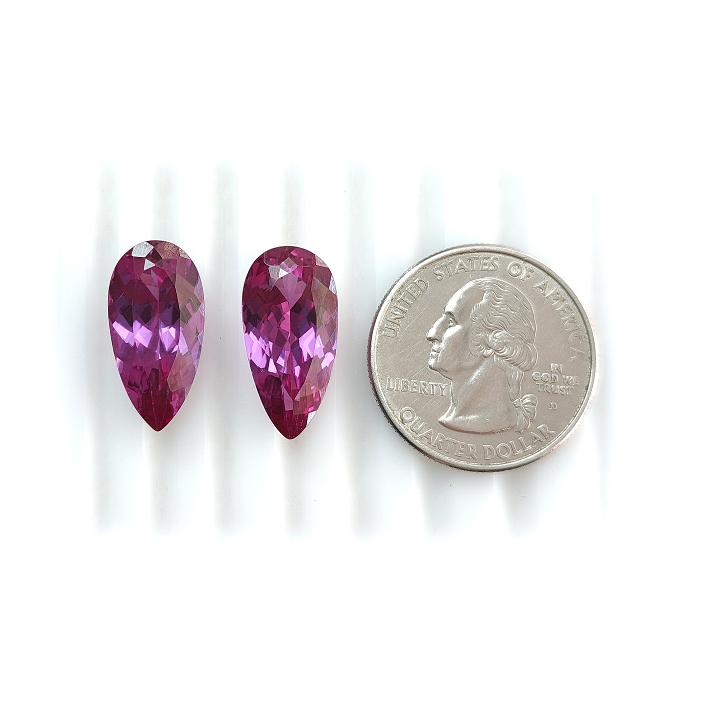 22.70cts Synthetic Manmade Garnet Gemstone Faceted Cut Pear Shape Pair