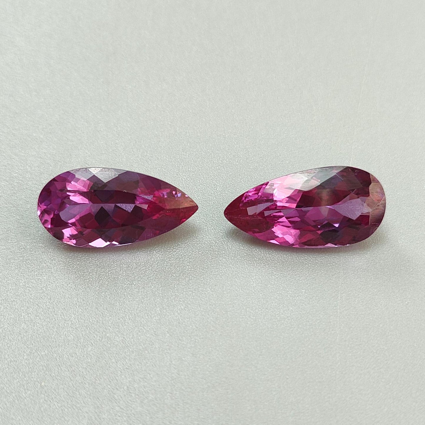 Synthetic Multi Color Gemstones Faceted Cut: Manmade Garnet, Morganite & Sapphire Pear Shape 20*10mm Pair for Jewelry