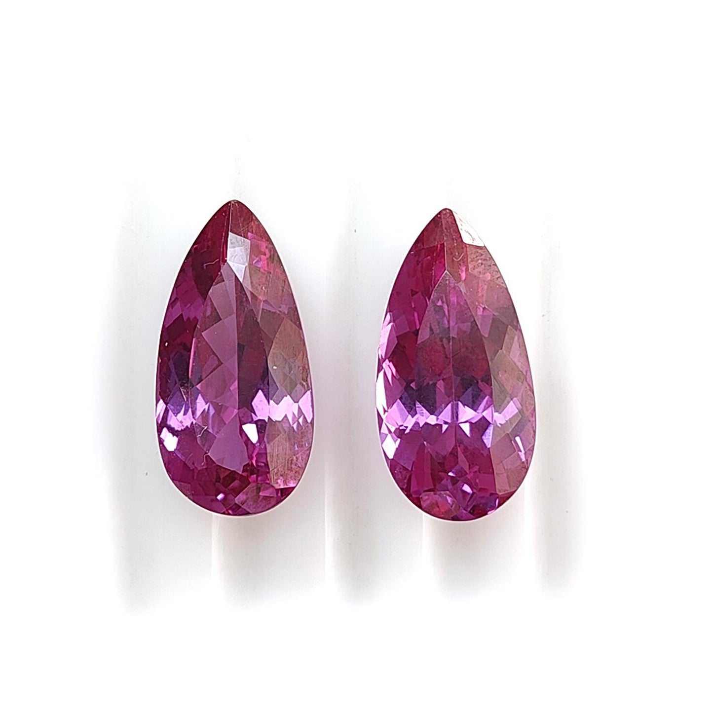 Synthetic Multi Color Gemstones Faceted Cut: Manmade Garnet, Morganite & Sapphire Pear Shape 20*10mm Pair for Jewelry