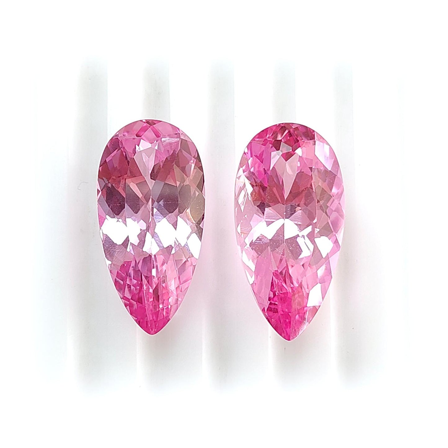 Synthetic Multi Color Gemstones Faceted Cut: Manmade Garnet, Morganite & Sapphire Pear Shape 20*10mm Pair for Jewelry