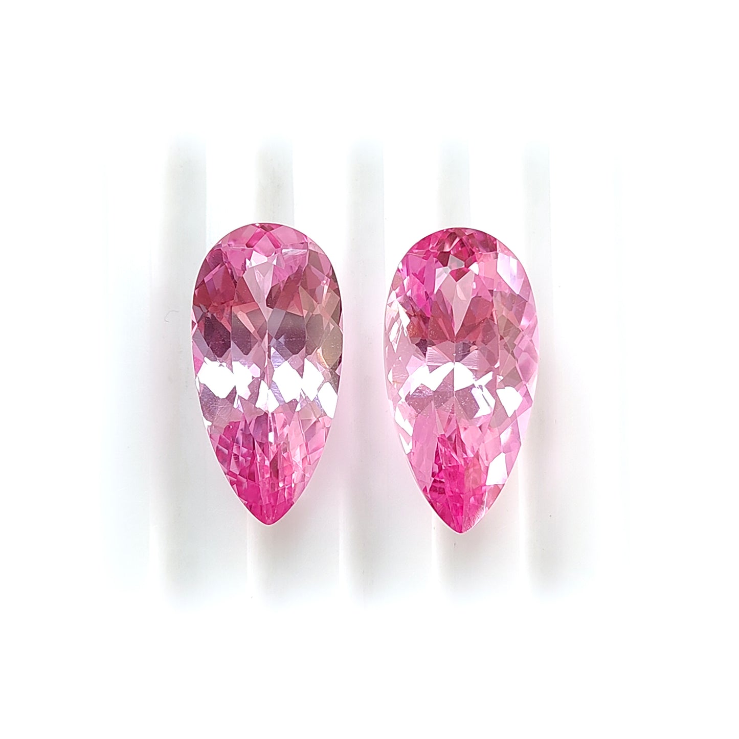 synthetic manmade Morganite pear faceted cut