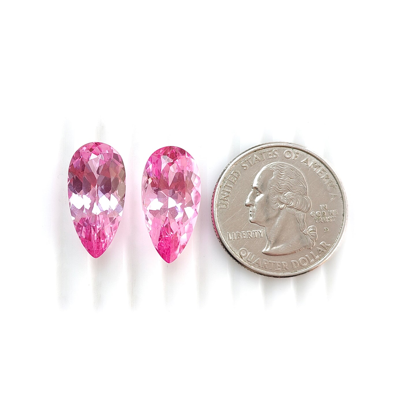 24.50cts Synthetic Manmade Morganite Gemstone Faceted Cut Pear Shape Pair