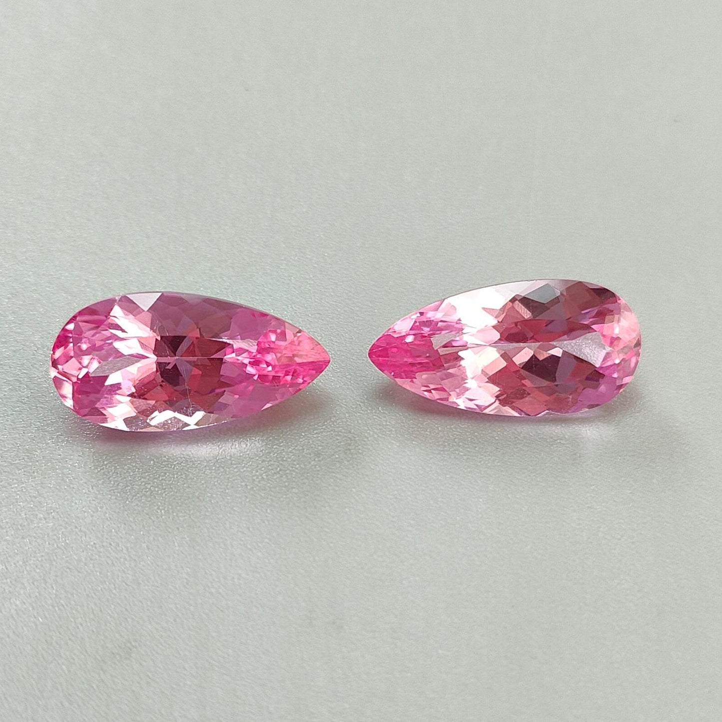 Synthetic Multi Color Gemstones Faceted Cut: Manmade Garnet, Morganite & Sapphire Pear Shape 20*10mm Pair for Jewelry