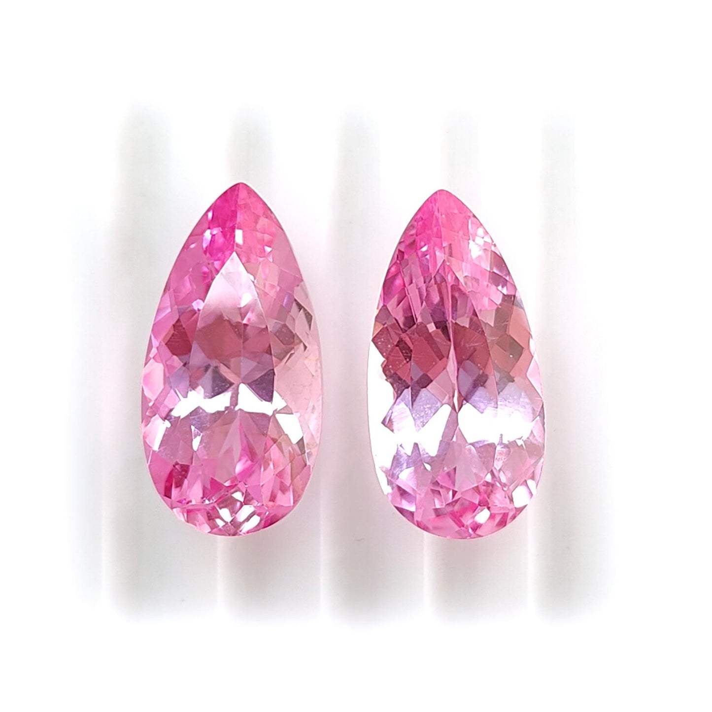 Synthetic Multi Color Gemstones Faceted Cut: Manmade Garnet, Morganite & Sapphire Pear Shape 20*10mm Pair for Jewelry