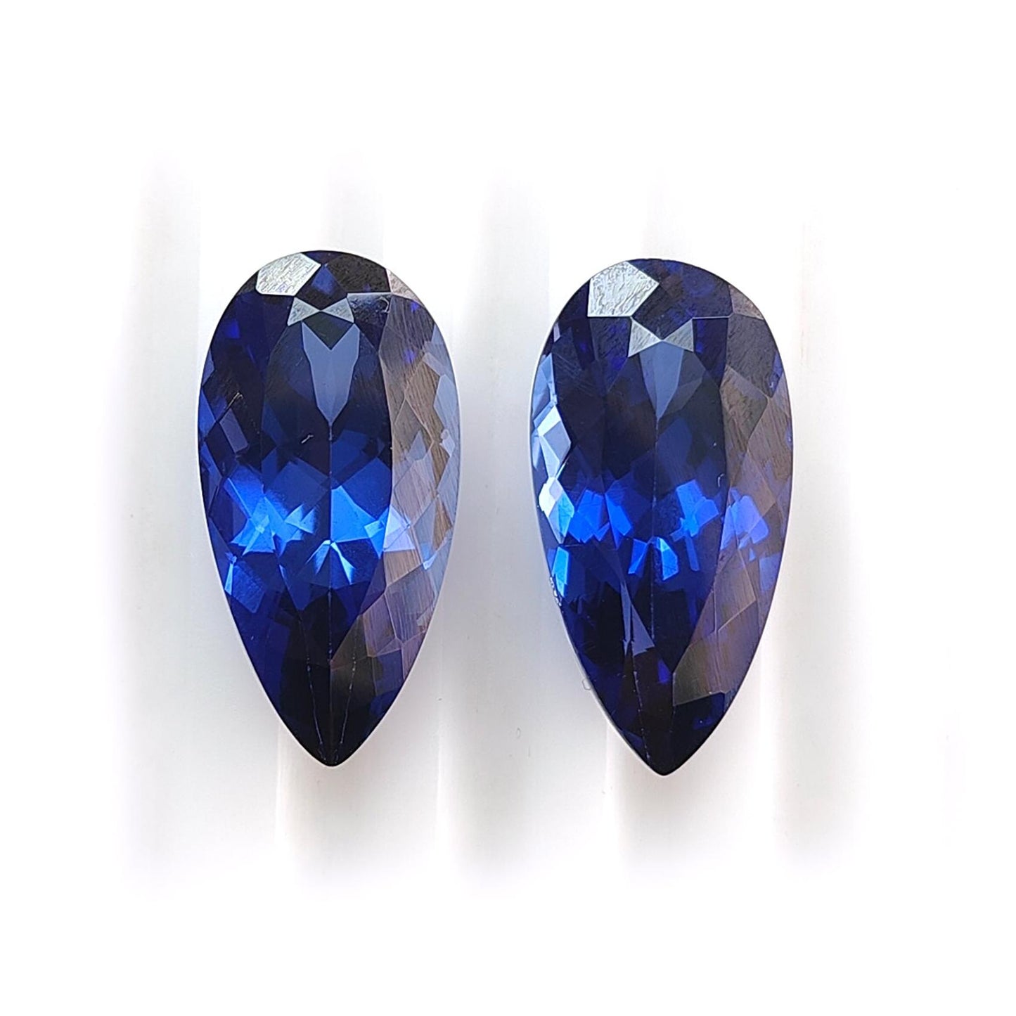 Synthetic Multi Color Gemstones Faceted Cut: Manmade Garnet, Morganite & Sapphire Pear Shape 20*10mm Pair for Jewelry